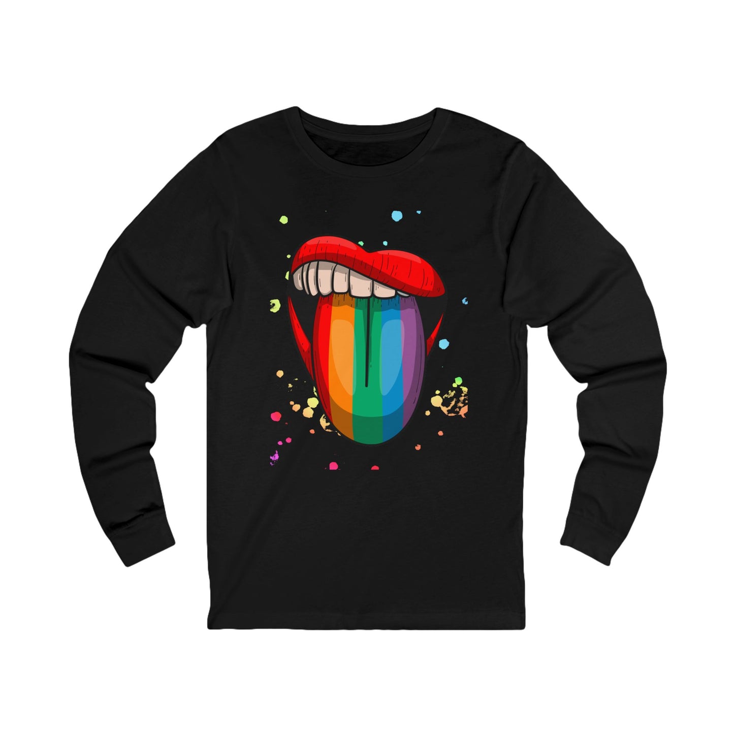Rainbow Tongue Unisex Long Sleeve Tee, LGBTQ Pride Shirt, Colorful Graphic Tee, Unique Gift, Fun Casual Wear