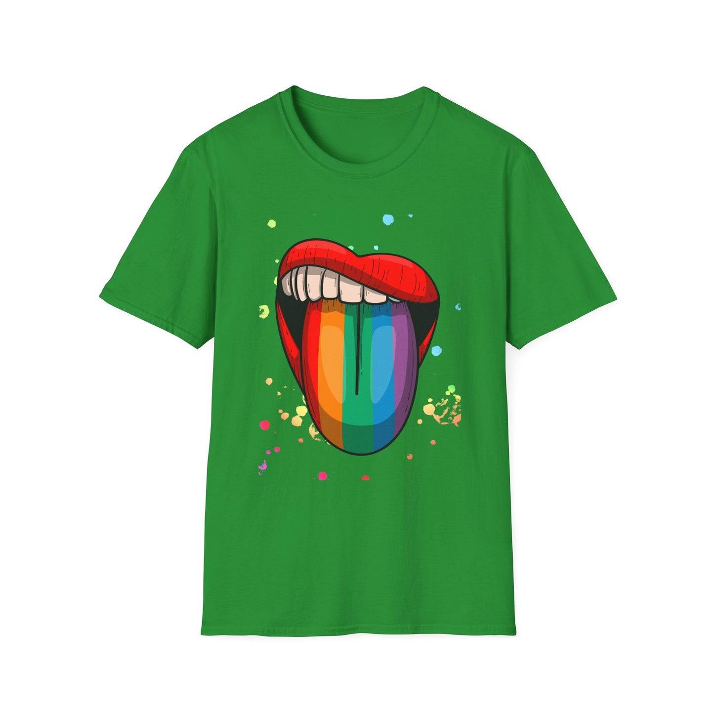 Colorful Rainbow Tongue Unisex Softstyle T-Shirt, LGBTQ Pride Apparel, Casual Wear, Street Style, Gift for Friends