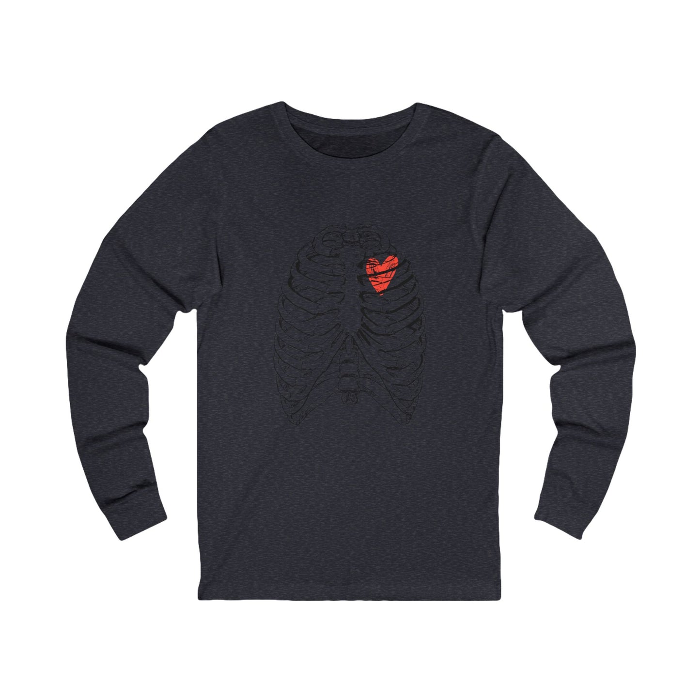 Heart-Illustrated Unisex Long Sleeve Tee - Perfect for Gift-Giving, Casual Wear, Comfortable Style, Heart Awareness, Creative Apparel