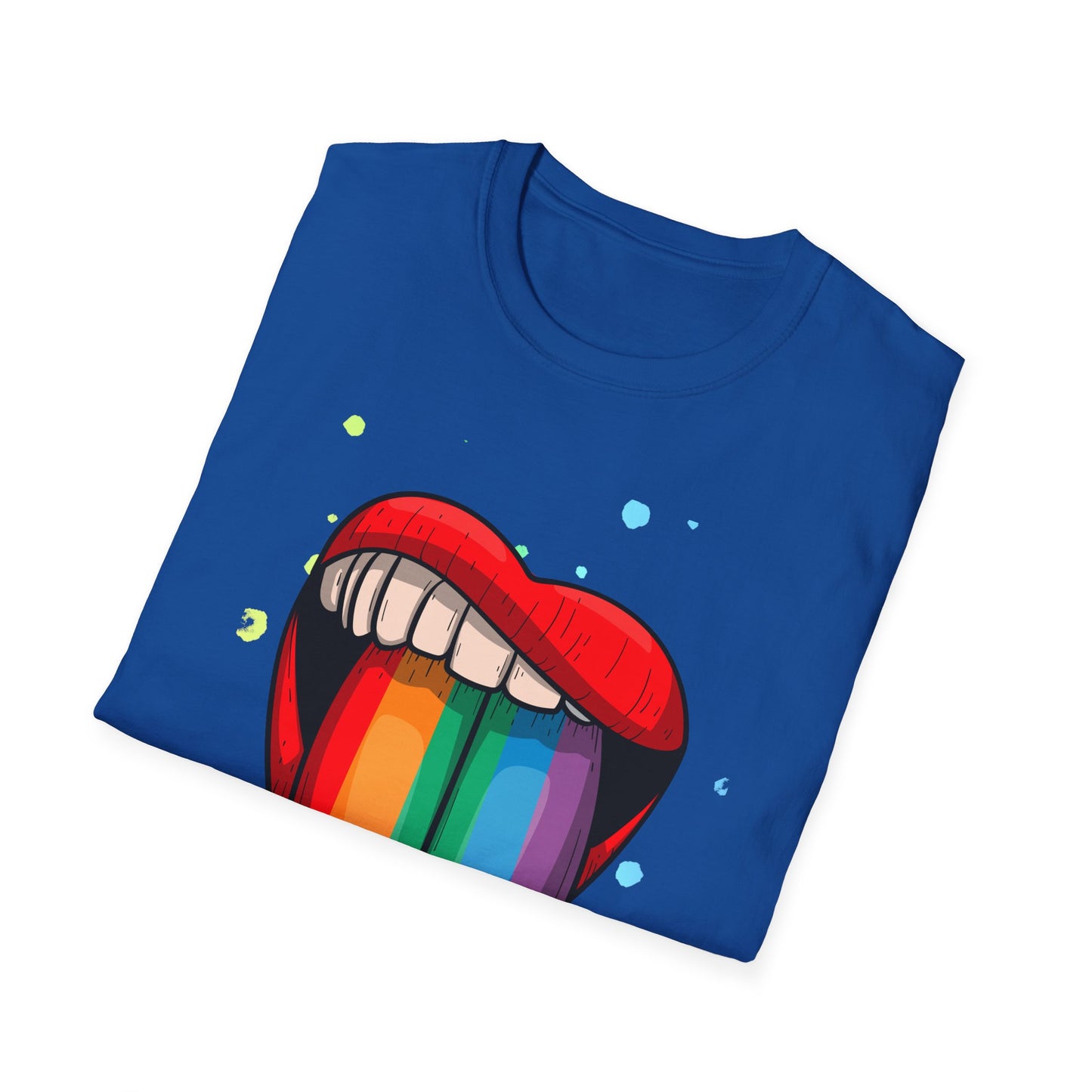Colorful Rainbow Tongue Unisex Softstyle T-Shirt, LGBTQ Pride Apparel, Casual Wear, Street Style, Gift for Friends