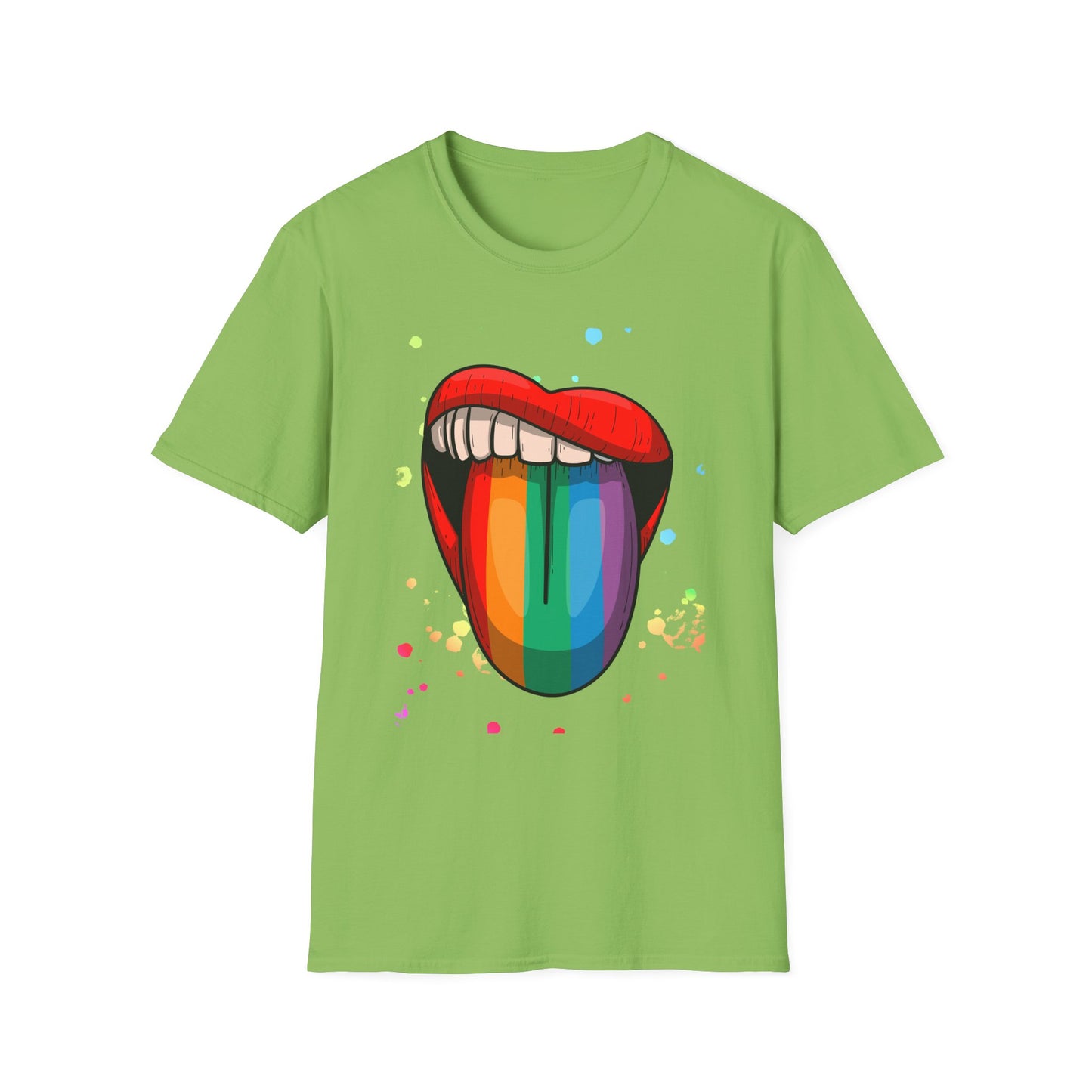 Colorful Rainbow Tongue Unisex Softstyle T-Shirt, LGBTQ Pride Apparel, Casual Wear, Street Style, Gift for Friends