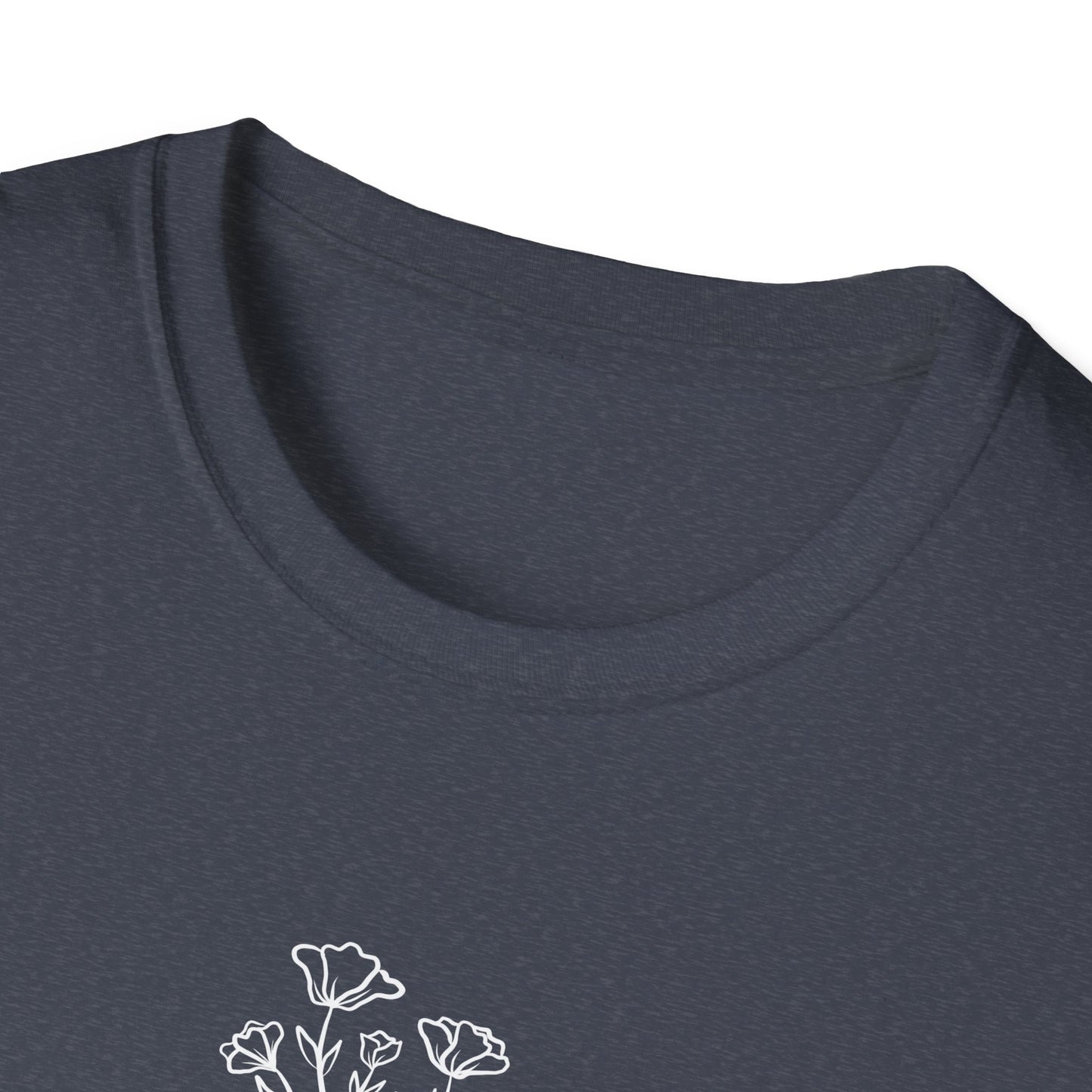 Literary Blooms Unisex Softstyle T-Shirt, Book Lover Gift, Reading Tee, Nature Graphic Shirt, Perfect for Birthdays, Book Clubs, and More