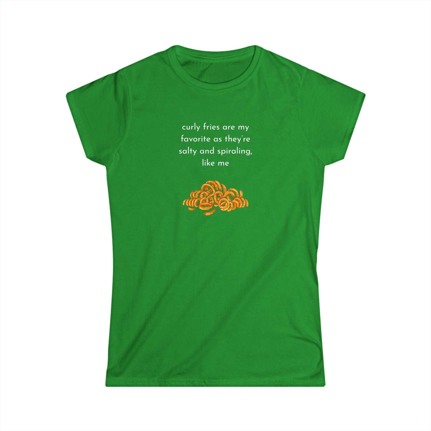 Curly Fries Lover Tee, Funny Graphic T-Shirt, Gift for Snack Lovers, Casual Wear, Perfect for Parties, Foodie Life