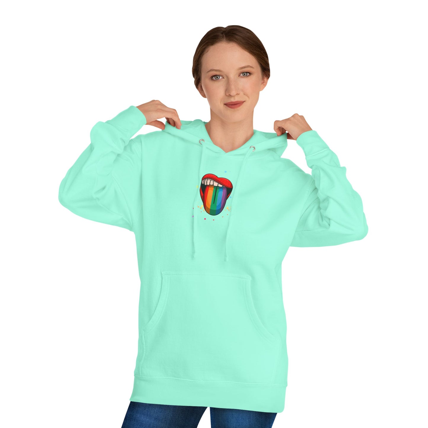 Colorful Tongue Hooded Sweatshirt - Fun Gift for Pride, Festivals, Casual Wear, LGBTQ+ Apparel, Street Style