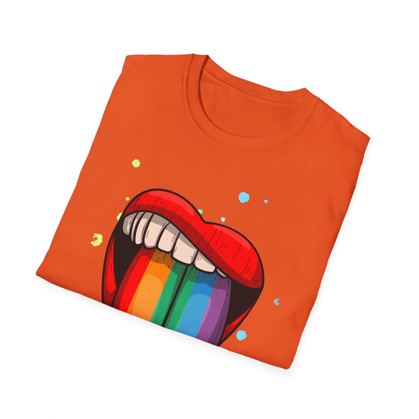 Colorful Rainbow Tongue Unisex Softstyle T-Shirt, LGBTQ Pride Apparel, Casual Wear, Street Style, Gift for Friends