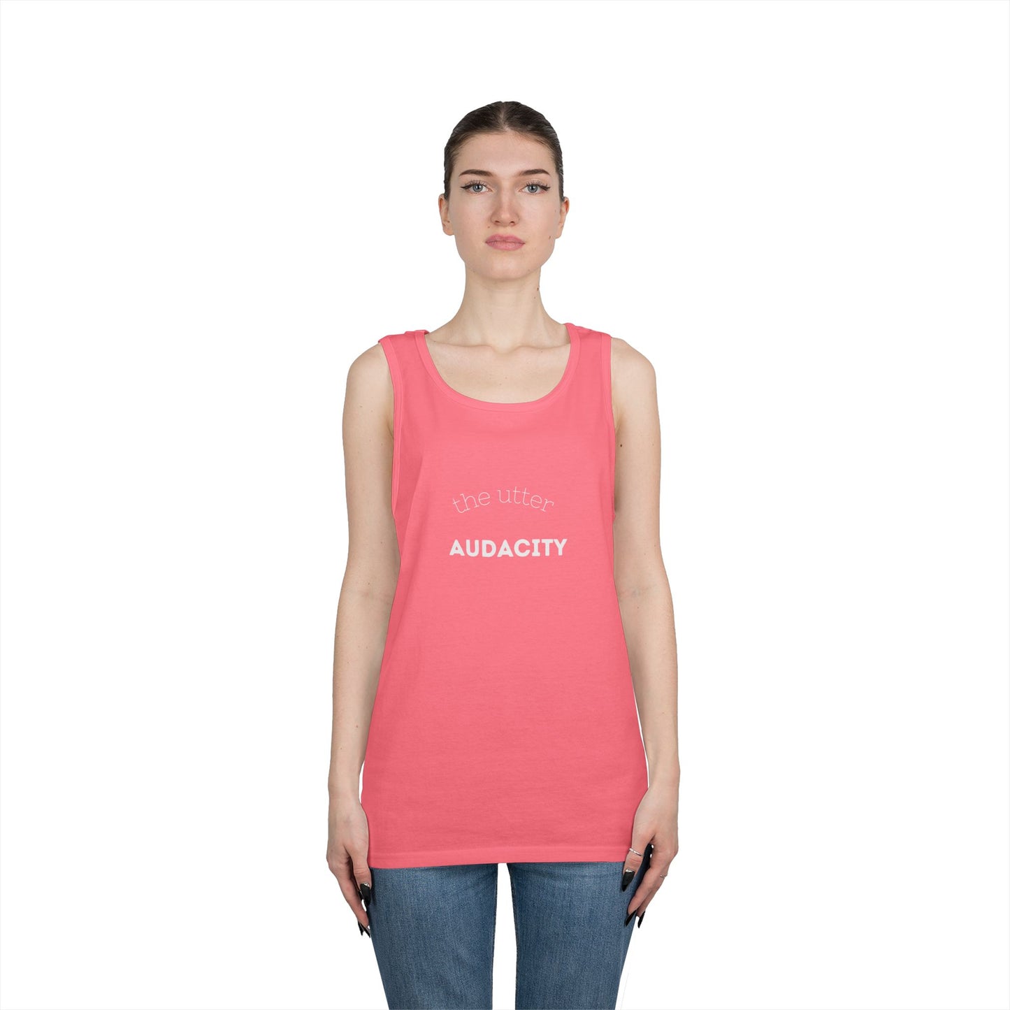 Audacity Unisex Heavy Cotton Tank Top - Empowering Fashion, Summer Wear, Fitness Apparel, Gift for Friends, Casual Adventure Top