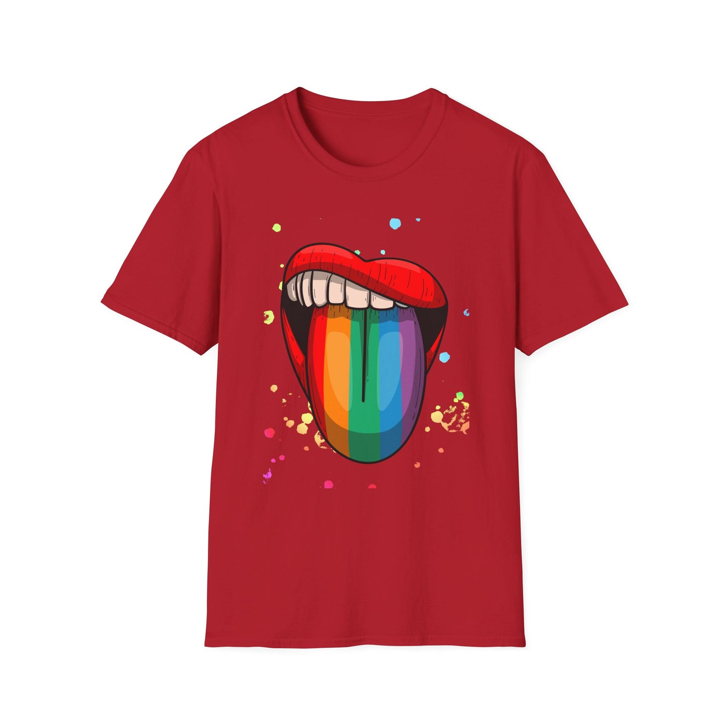Colorful Rainbow Tongue Unisex Softstyle T-Shirt, LGBTQ Pride Apparel, Casual Wear, Street Style, Gift for Friends
