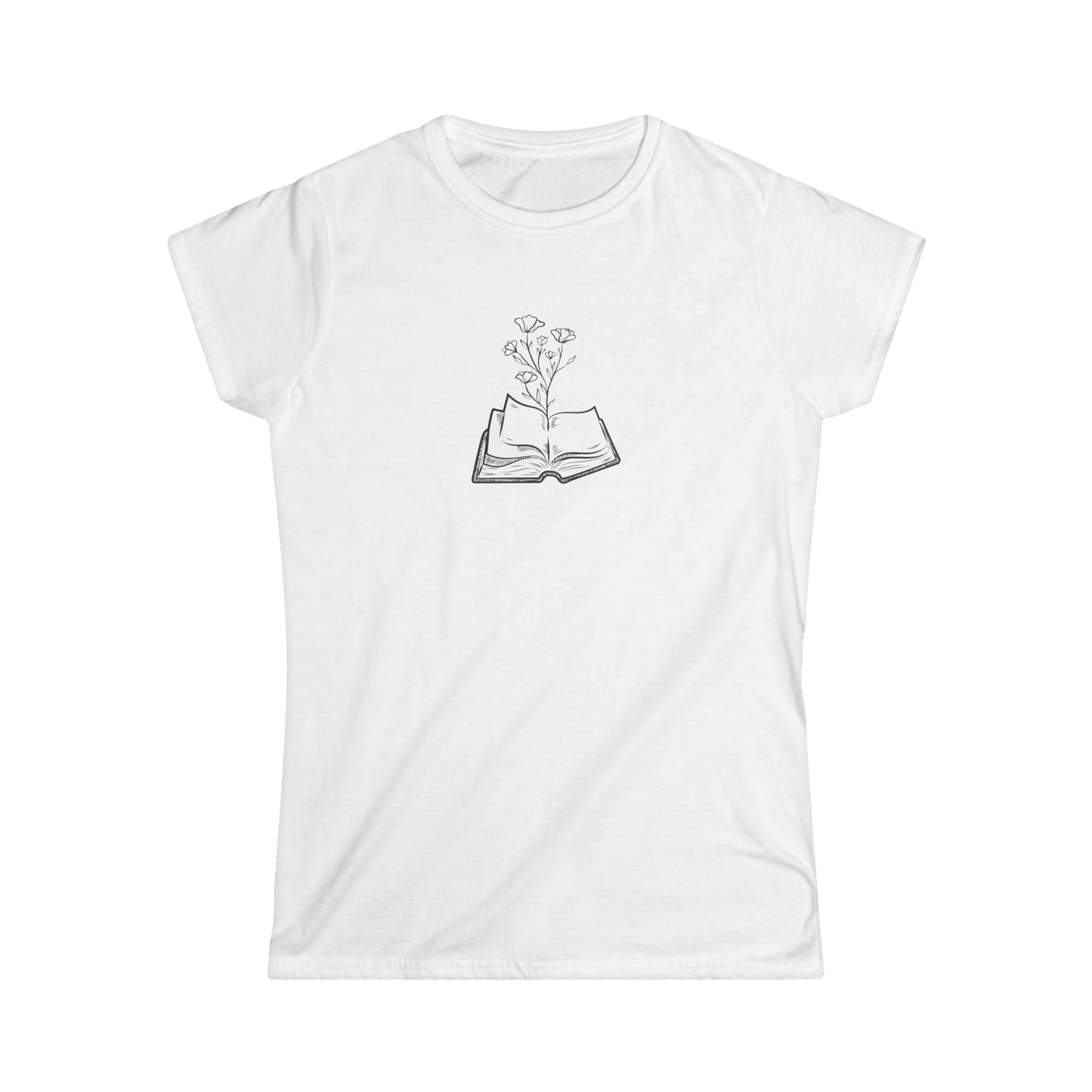 Book Lovers Women's Tee, Softstyle Shirt for Readers, Literary Gift, Floral Design, Casual Wear, Reading Enthusiast