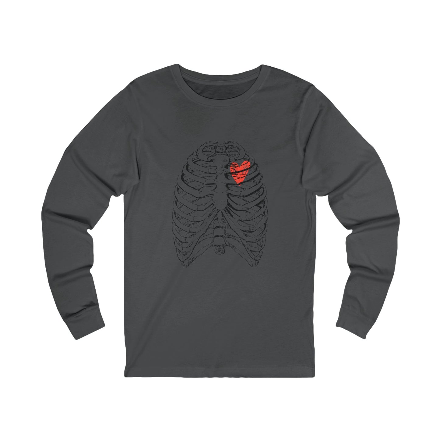 Heart-Illustrated Unisex Long Sleeve Tee - Perfect for Gift-Giving, Casual Wear, Comfortable Style, Heart Awareness, Creative Apparel