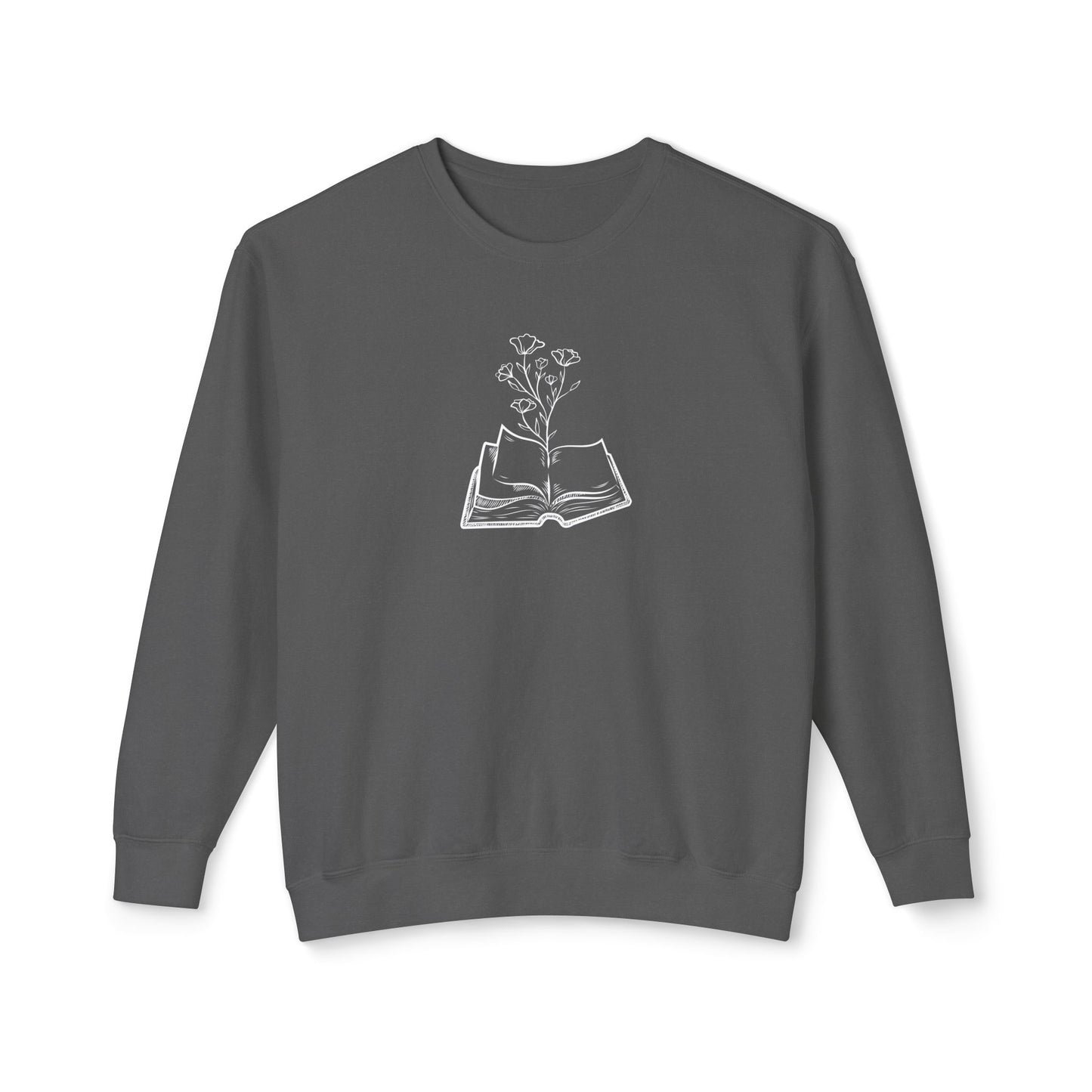 Book Lover's Unisex Lightweight Crewneck Sweatshirt, Cozy Gift for Readers, Floral Design, Perfect for All Occasions, Great for Book Clubs