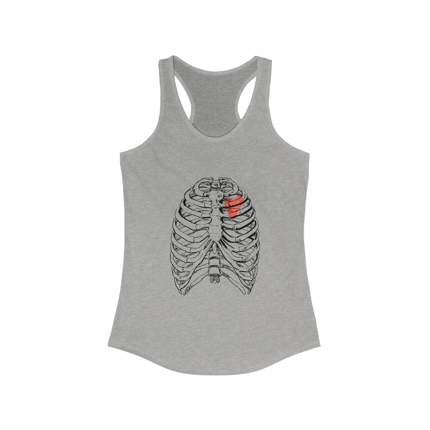 Heart on Rib Cage Tank Top, Cute Workout Shirt, Casual Summer Top, Unique Fitness Wear, Gift for Her