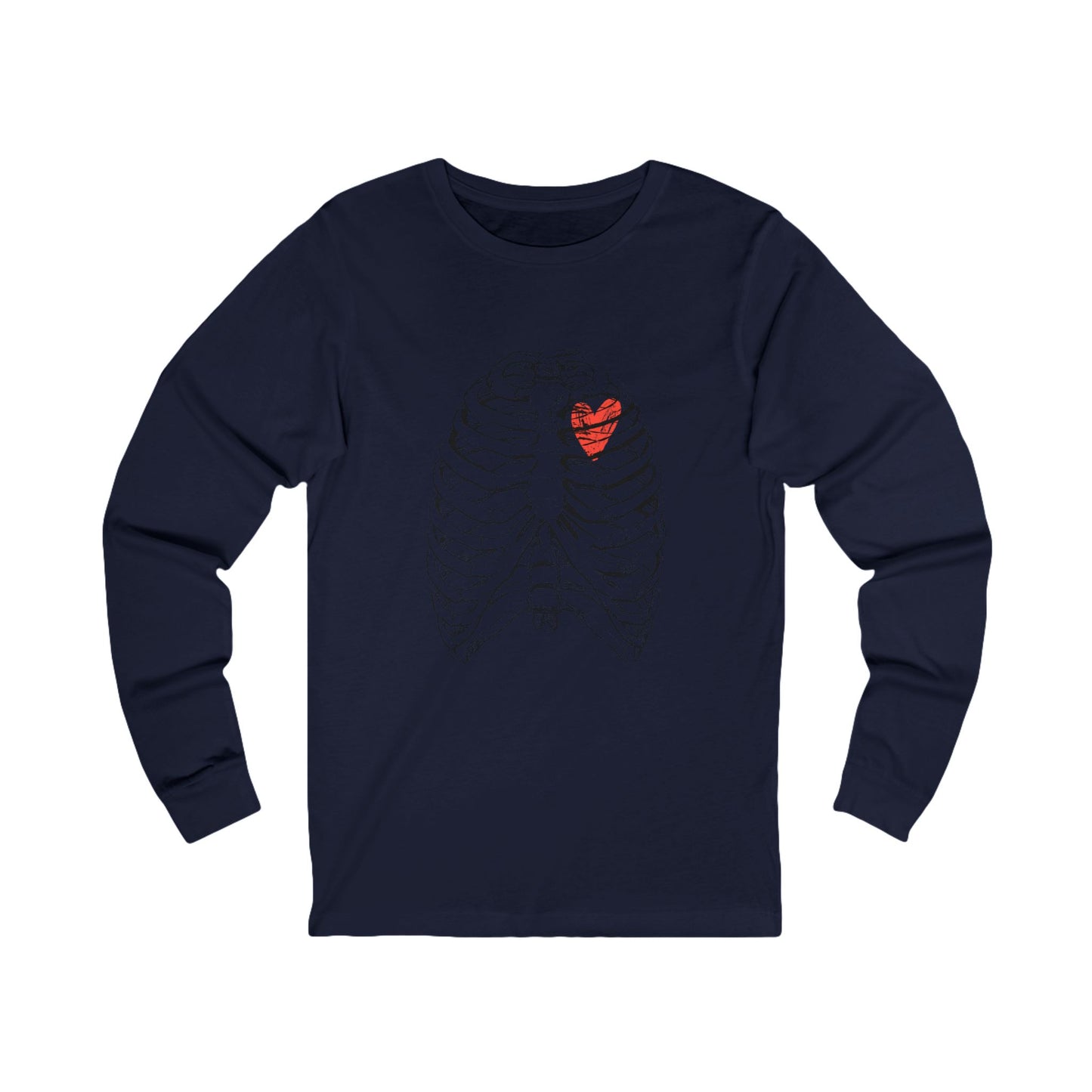 Heart-Illustrated Unisex Long Sleeve Tee - Perfect for Gift-Giving, Casual Wear, Comfortable Style, Heart Awareness, Creative Apparel