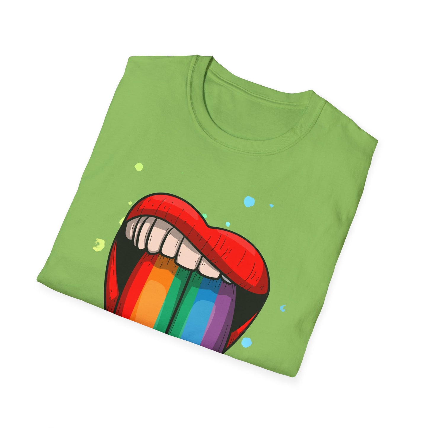 Colorful Rainbow Tongue Unisex Softstyle T-Shirt, LGBTQ Pride Apparel, Casual Wear, Street Style, Gift for Friends