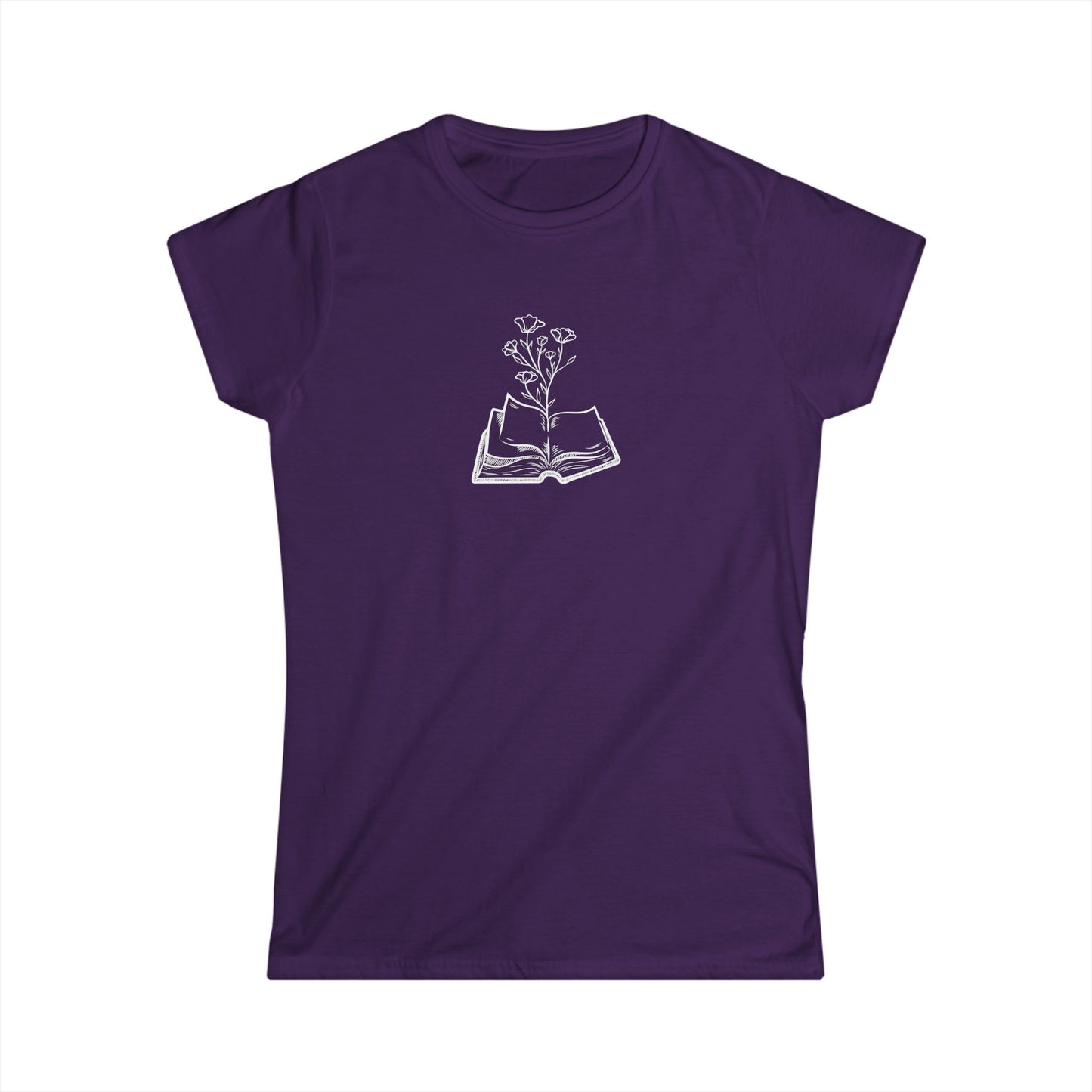 Book Lovers Women's Tee, Softstyle Shirt for Readers, Literary Gift, Floral Design, Casual Wear, Reading Enthusiast