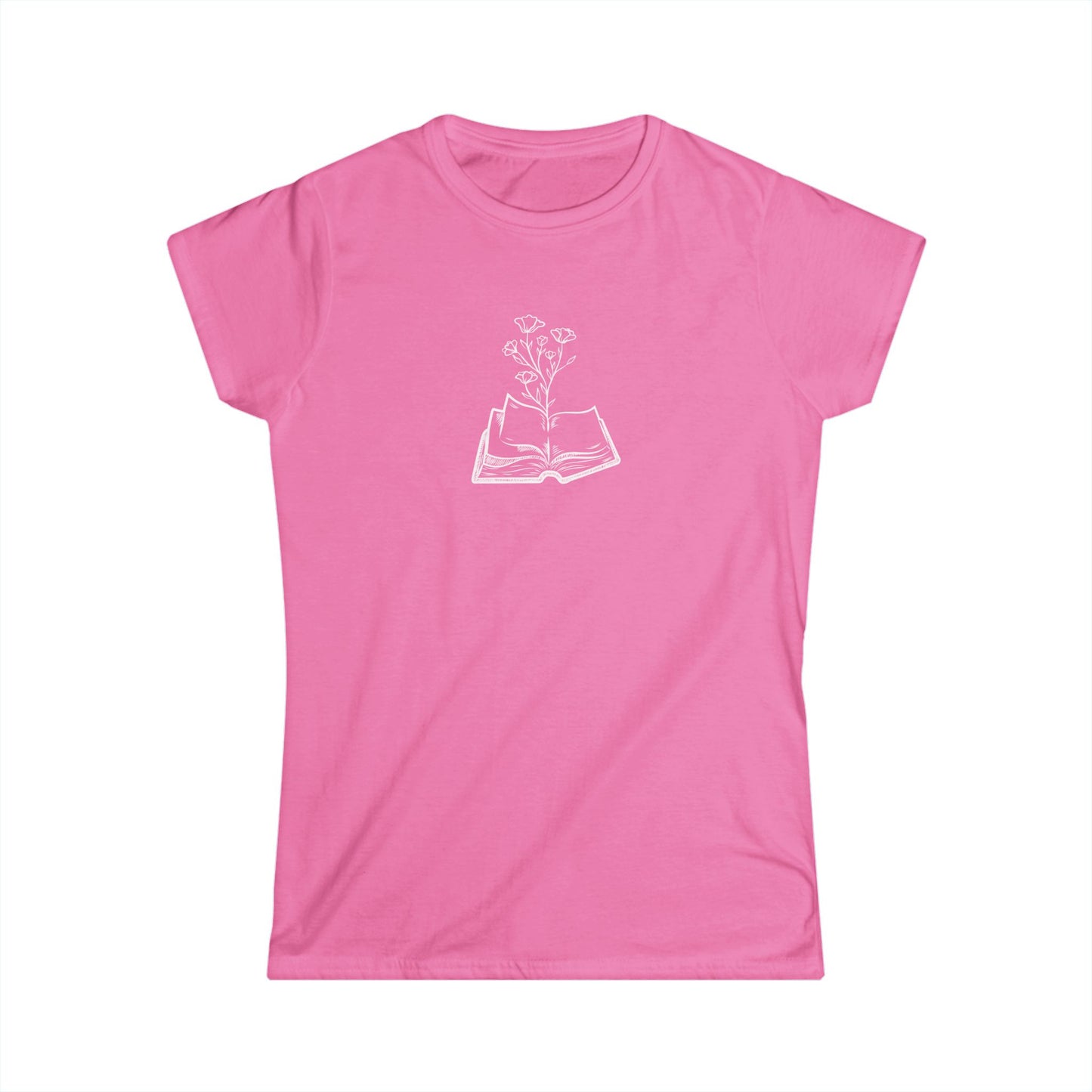 Book Lovers Women's Tee, Softstyle Shirt for Readers, Literary Gift, Floral Design, Casual Wear, Reading Enthusiast