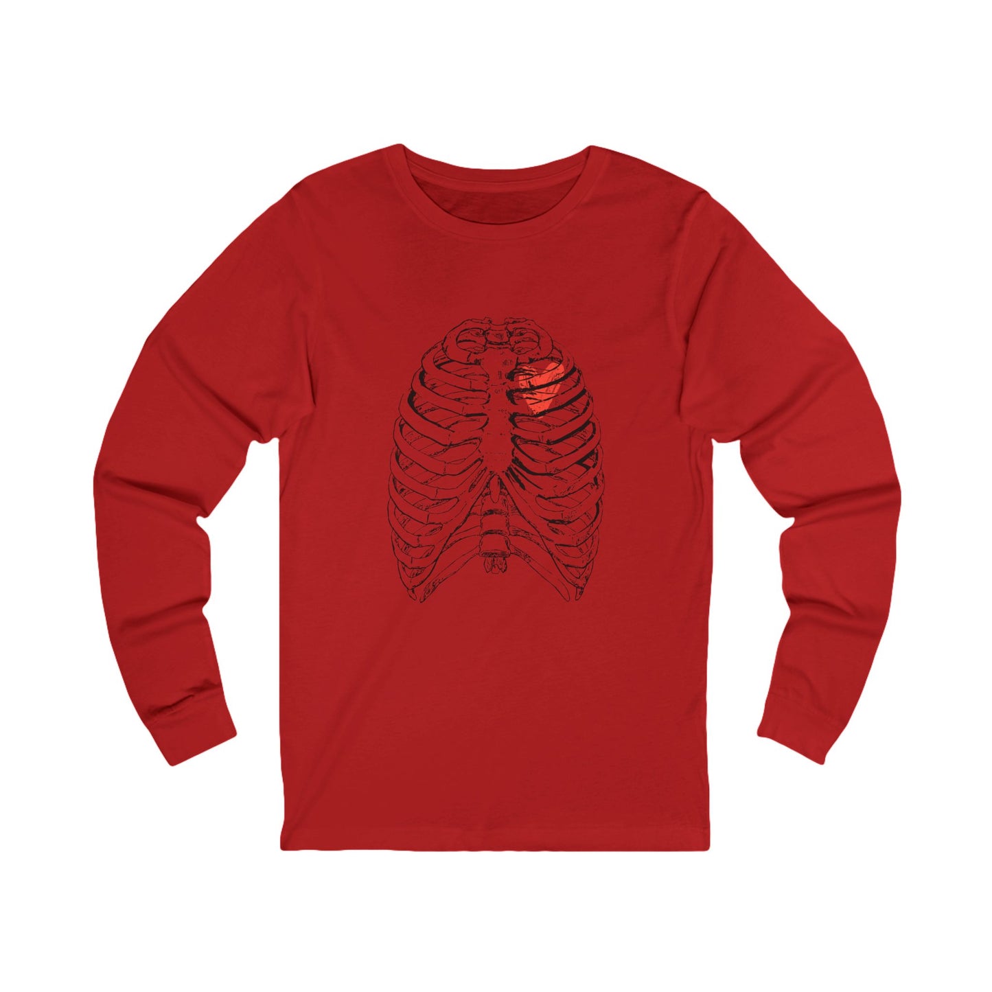 Heart-Illustrated Unisex Long Sleeve Tee - Perfect for Gift-Giving, Casual Wear, Comfortable Style, Heart Awareness, Creative Apparel