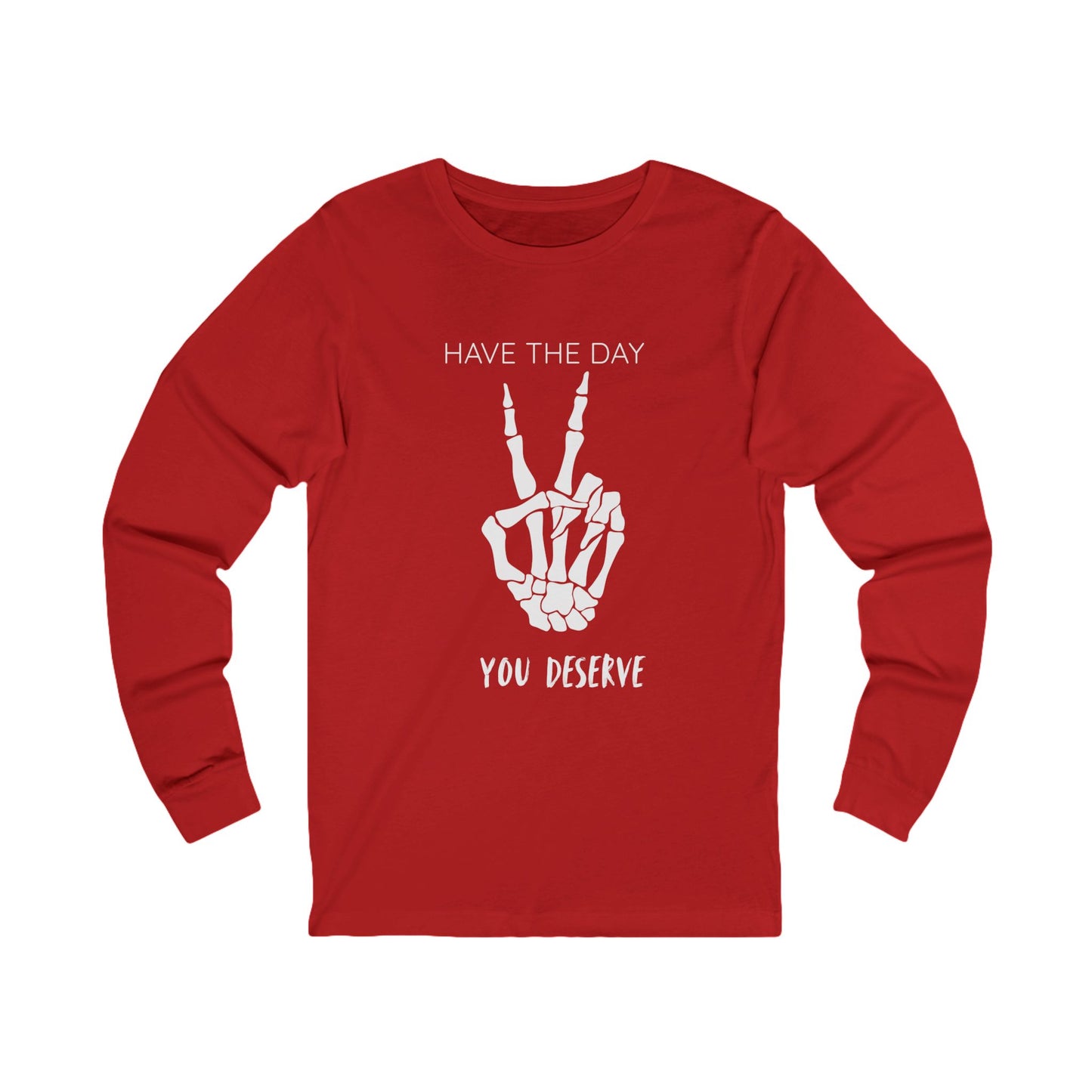 Peaceful Vibes Long Sleeve Tee, Skeleton Hand Shirt, Motivational Apparel, Gift for Him/Her, Casual Fashion Tee