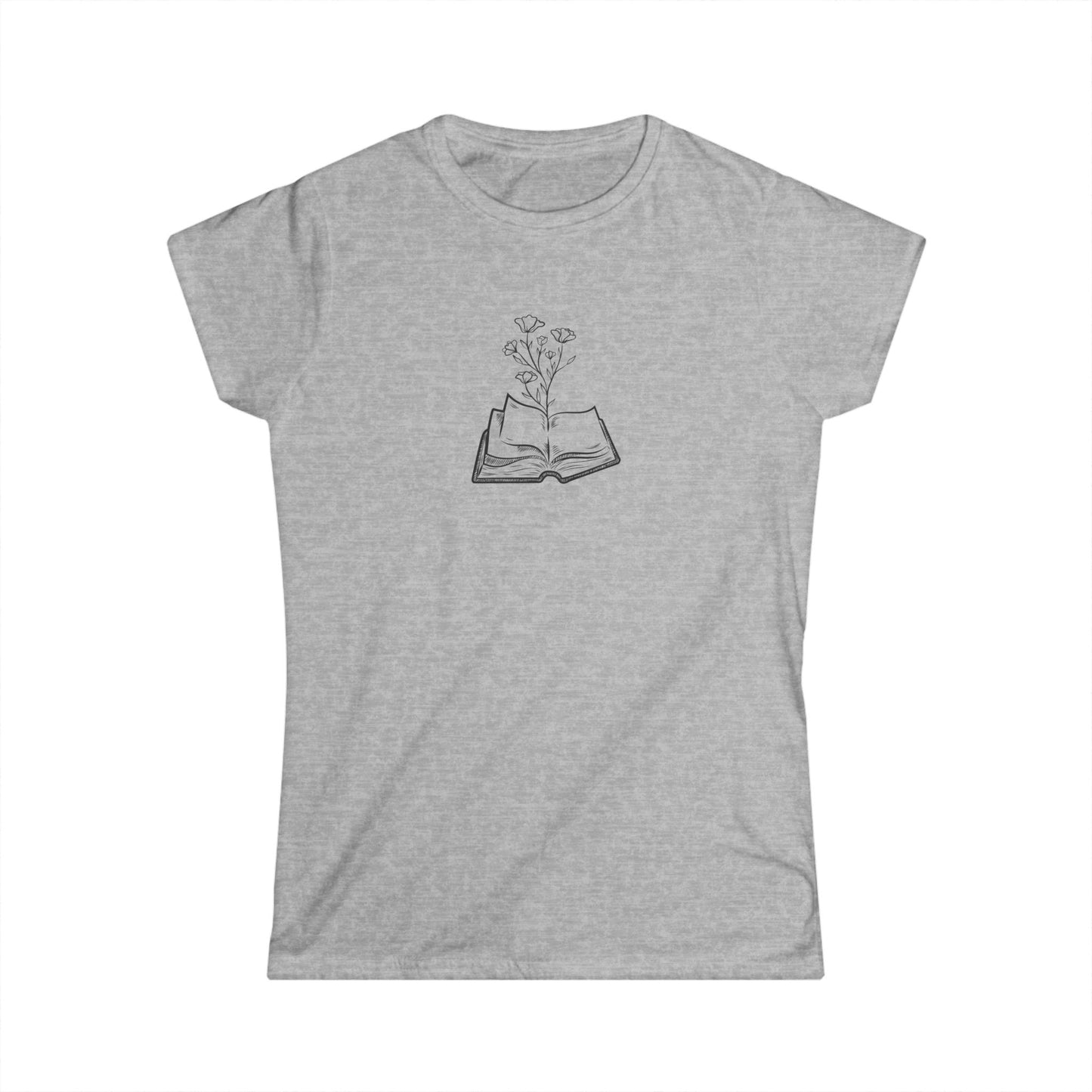 Book Lovers Women's Tee, Softstyle Shirt for Readers, Literary Gift, Floral Design, Casual Wear, Reading Enthusiast