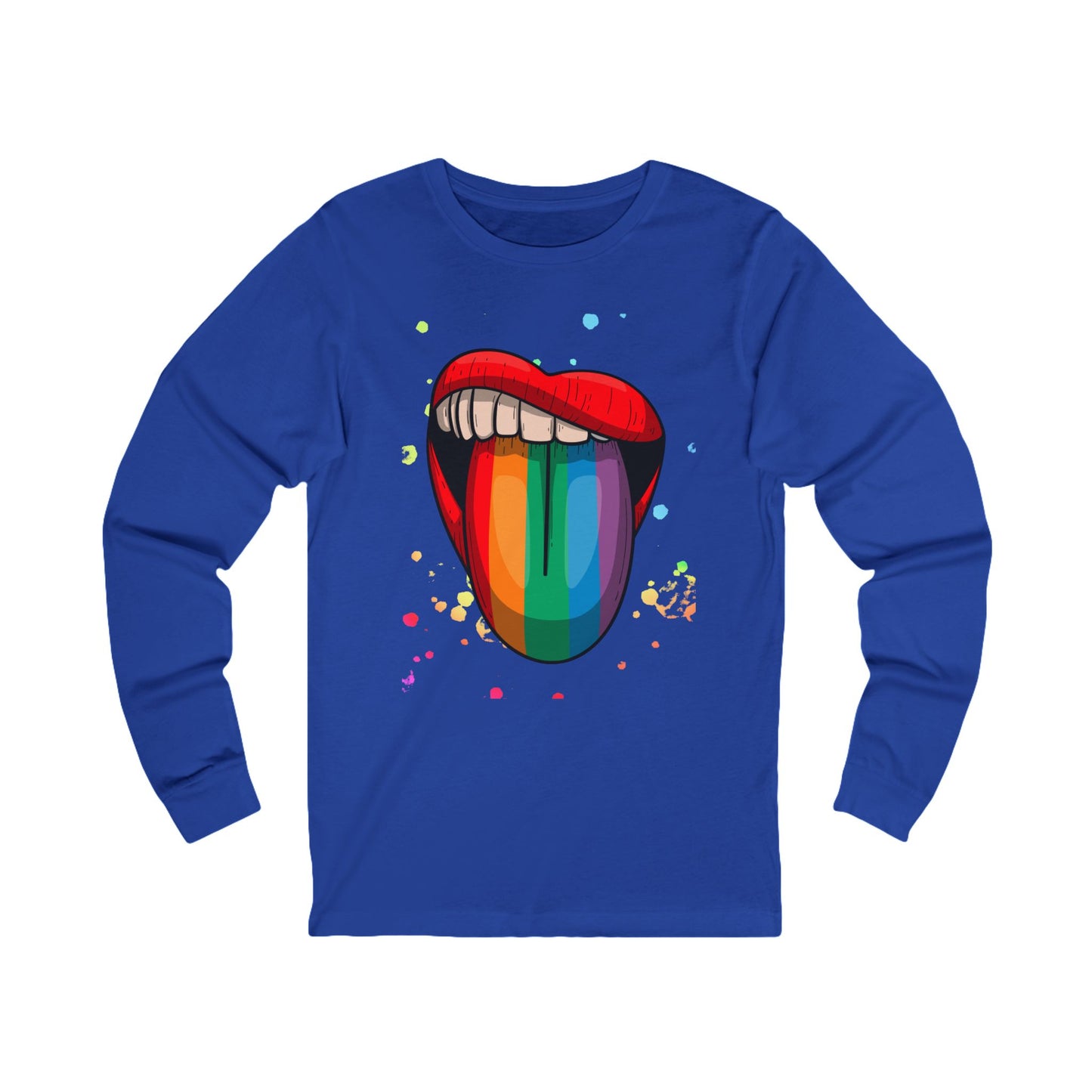 Rainbow Tongue Unisex Long Sleeve Tee, LGBTQ Pride Shirt, Colorful Graphic Tee, Unique Gift, Fun Casual Wear