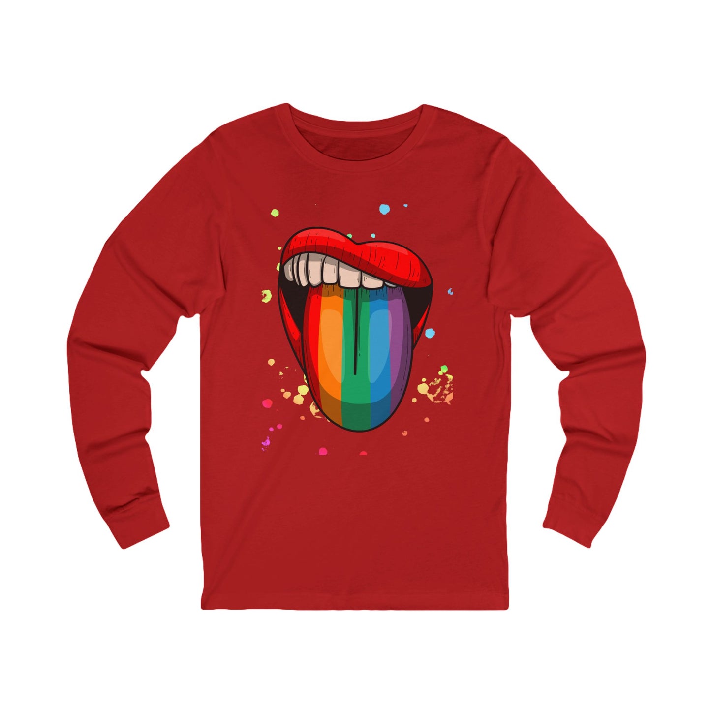 Rainbow Tongue Unisex Long Sleeve Tee, LGBTQ Pride Shirt, Colorful Graphic Tee, Unique Gift, Fun Casual Wear