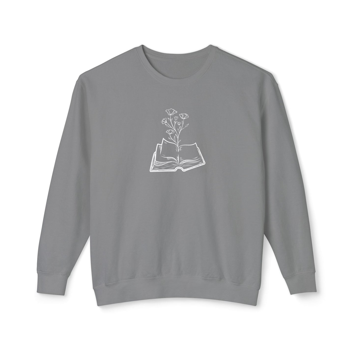 Book Lover's Unisex Lightweight Crewneck Sweatshirt, Cozy Gift for Readers, Floral Design, Perfect for All Occasions, Great for Book Clubs