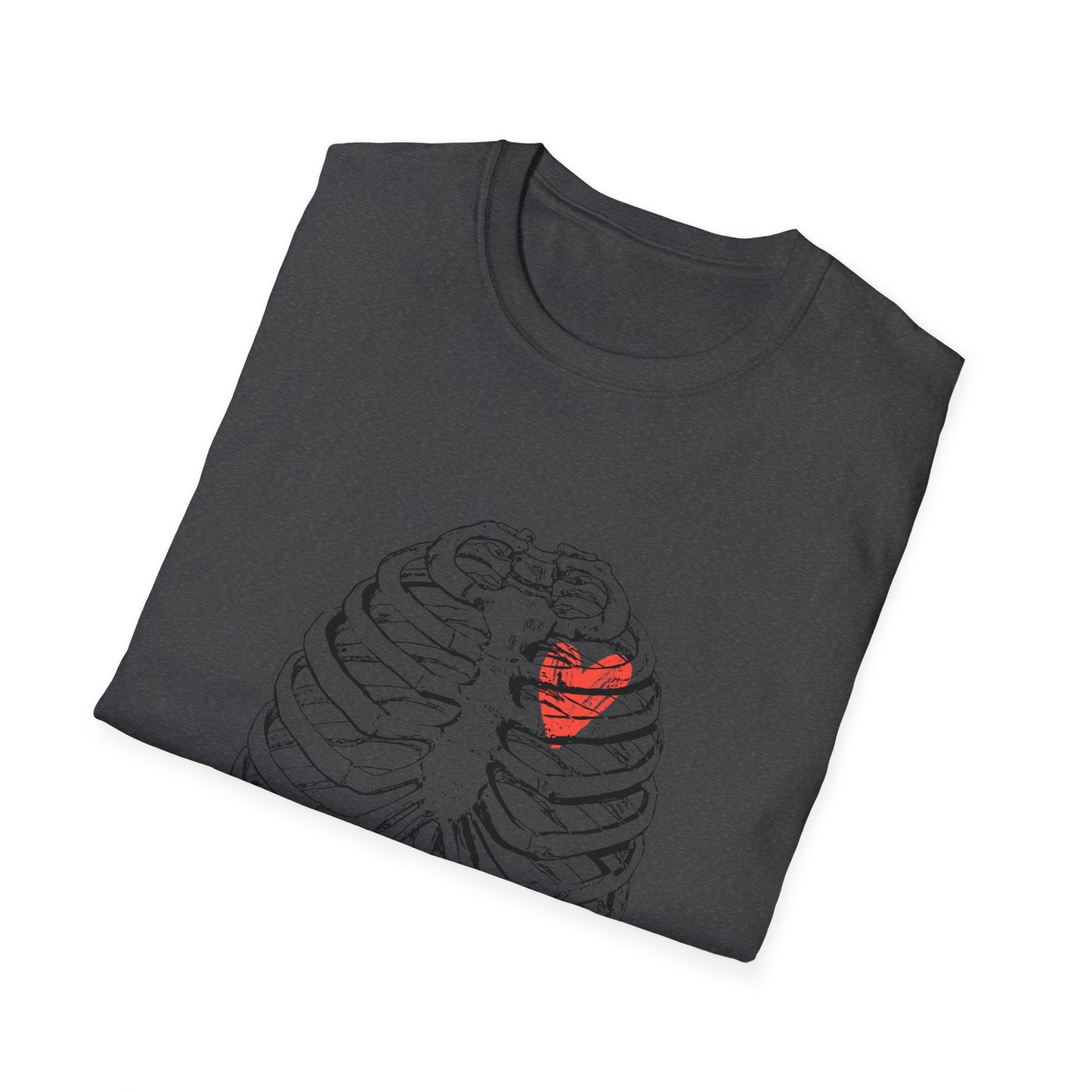 Heart in Ribcage Unisex Softstyle T-Shirt, Anatomy Tee, Heartbeat Shirt, Science Lover Gift, Unique Graphic Tee
