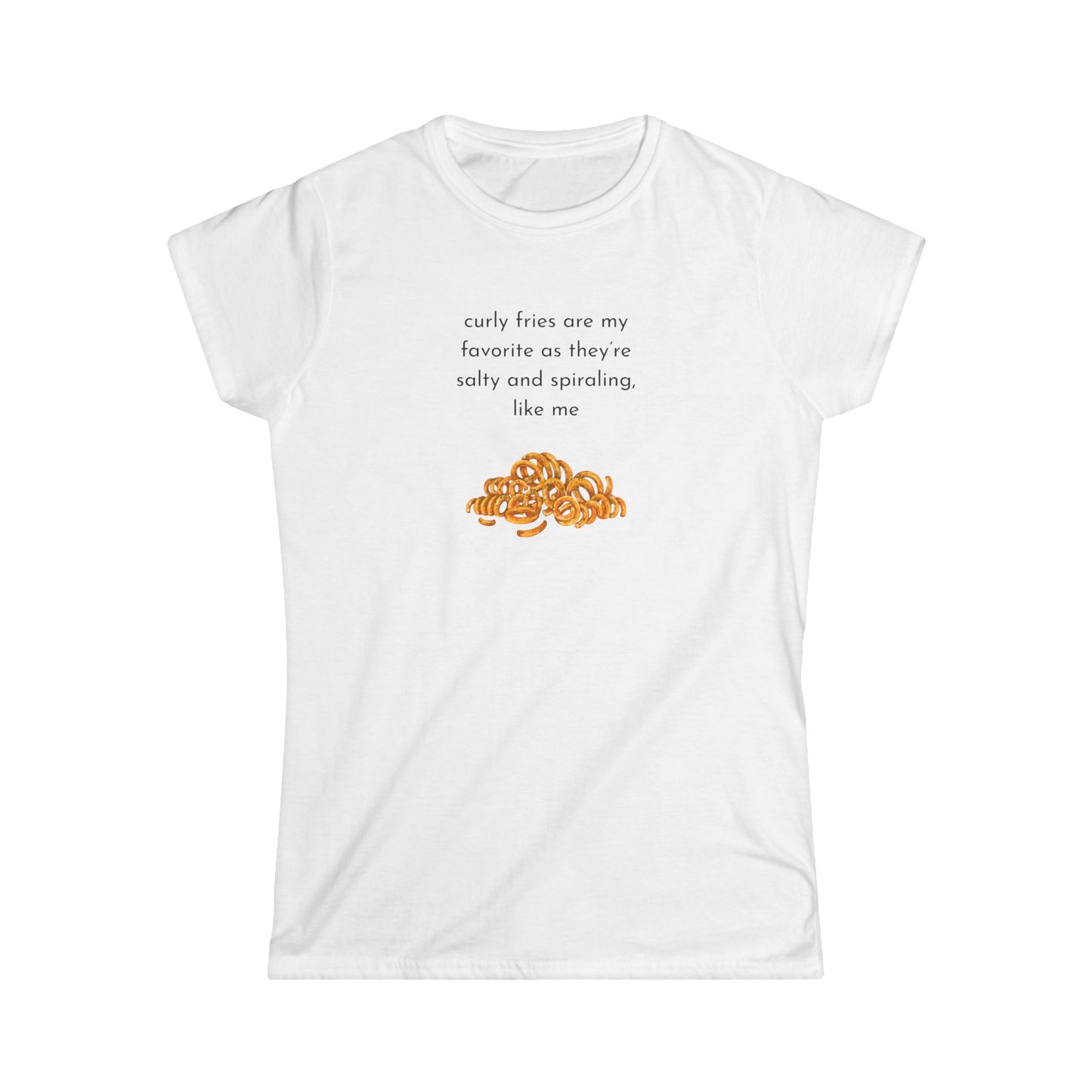 Curly Fries Lover Tee, Funny Graphic T-Shirt, Gift for Snack Lovers, Casual Wear, Perfect for Parties, Foodie Life