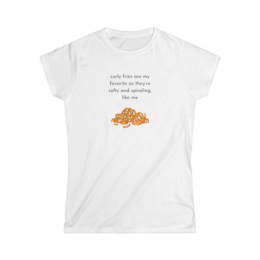 Curly Fries Lover Tee, Funny Graphic T-Shirt, Gift for Snack Lovers, Casual Wear, Perfect for Parties, Foodie Life