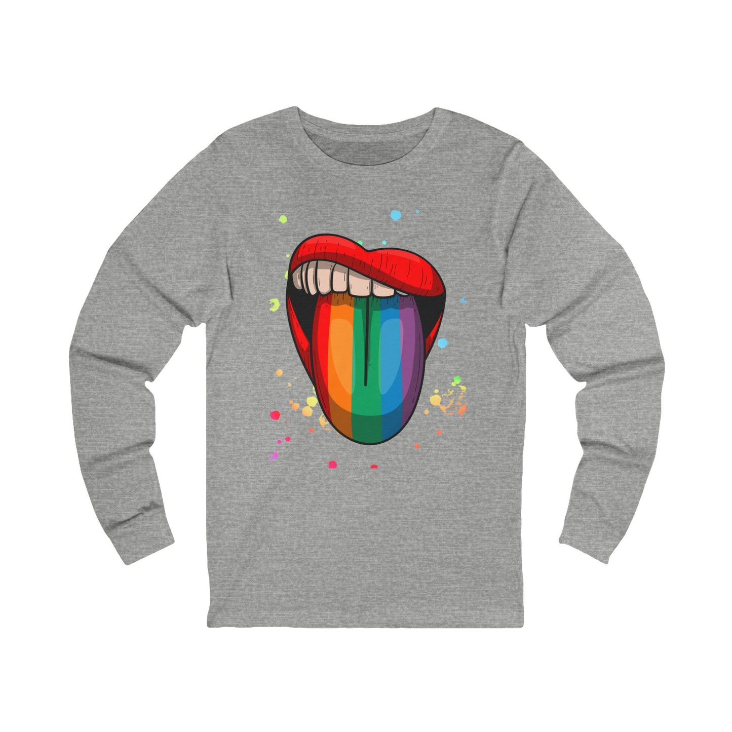 Rainbow Tongue Unisex Long Sleeve Tee, LGBTQ Pride Shirt, Colorful Graphic Tee, Unique Gift, Fun Casual Wear