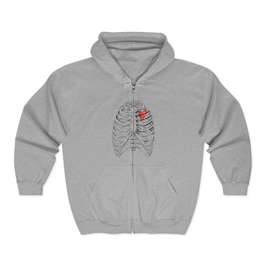 Heart and Bones Graphic Zip Hoodie, Casual Layer, Unisex Sweatshirt for Everyday Wear, Unique Gift for Valentines, Birthdays, Cozy [...]