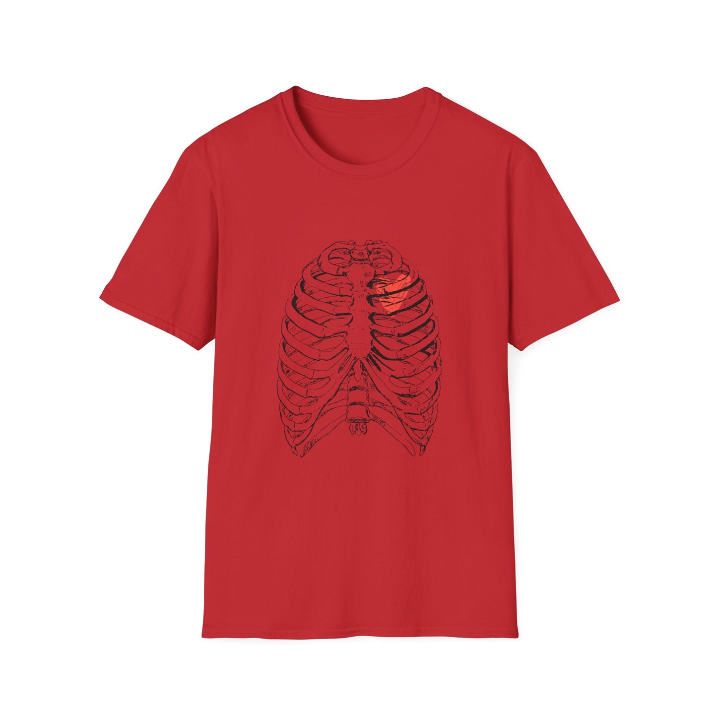 Heart in Ribcage Unisex Softstyle T-Shirt, Anatomy Tee, Heartbeat Shirt, Science Lover Gift, Unique Graphic Tee