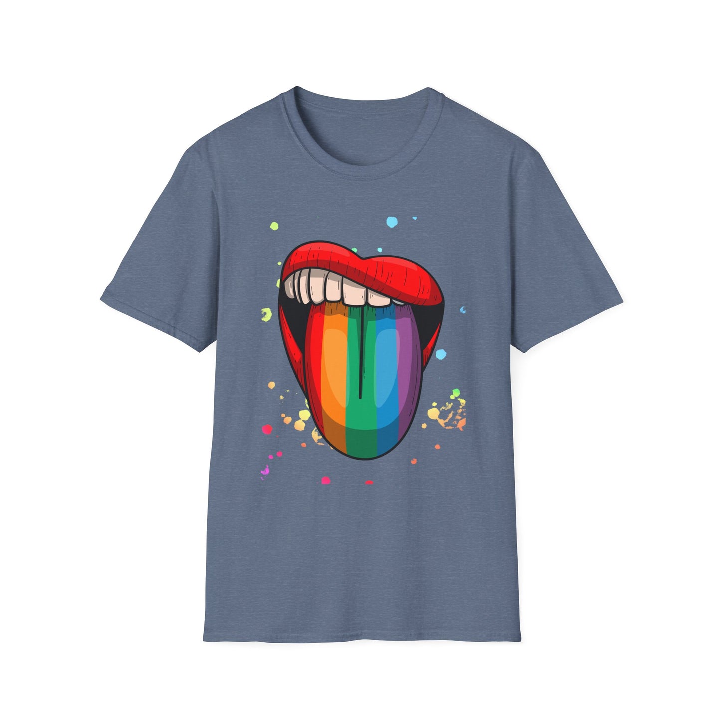 Colorful Rainbow Tongue Unisex Softstyle T-Shirt, LGBTQ Pride Apparel, Casual Wear, Street Style, Gift for Friends