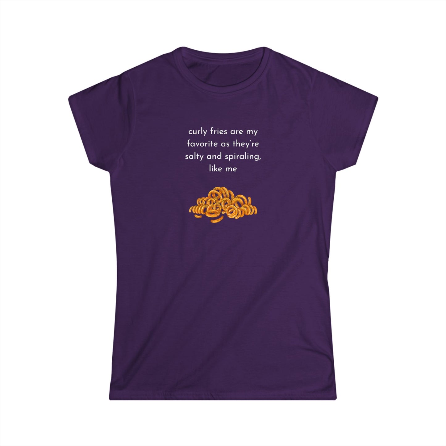 Curly Fries Lover Tee, Funny Graphic T-Shirt, Gift for Snack Lovers, Casual Wear, Perfect for Parties, Foodie Life