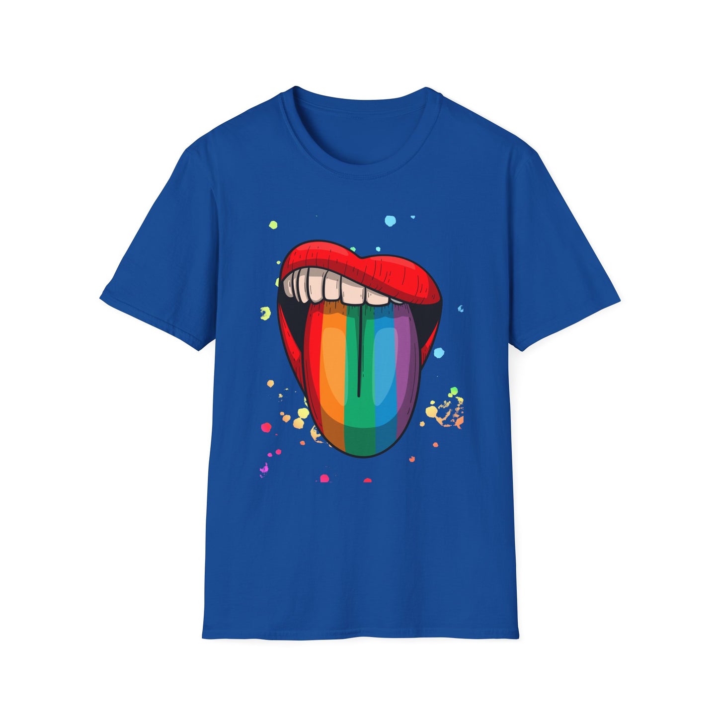 Colorful Rainbow Tongue Unisex Softstyle T-Shirt, LGBTQ Pride Apparel, Casual Wear, Street Style, Gift for Friends
