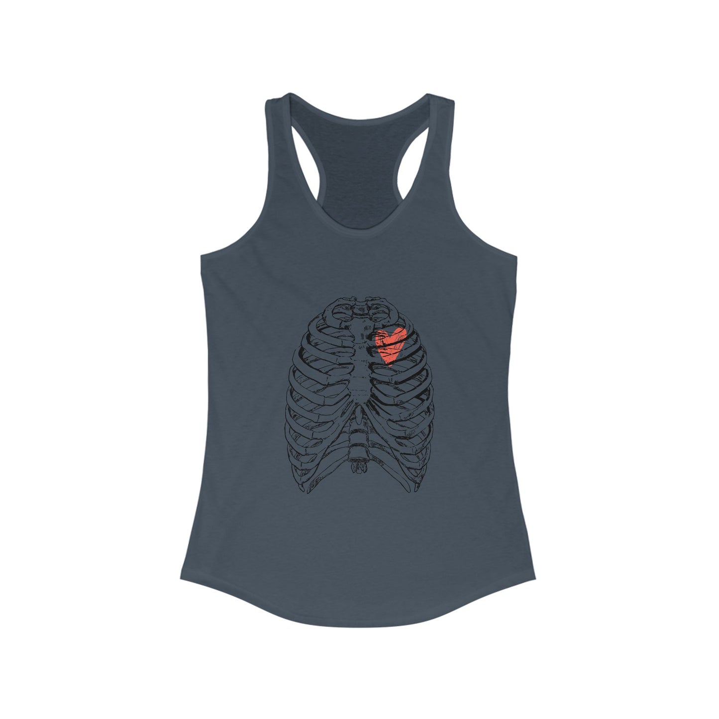 Heart on Rib Cage Tank Top, Cute Workout Shirt, Casual Summer Top, Unique Fitness Wear, Gift for Her