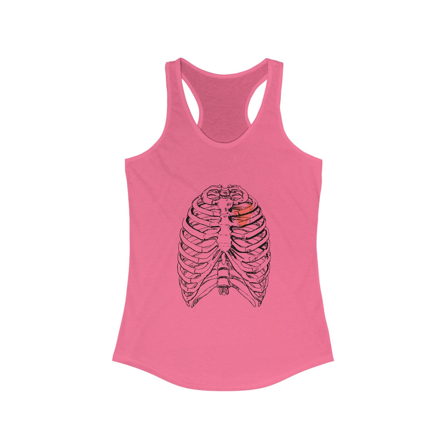 Heart on Rib Cage Tank Top, Cute Workout Shirt, Casual Summer Top, Unique Fitness Wear, Gift for Her