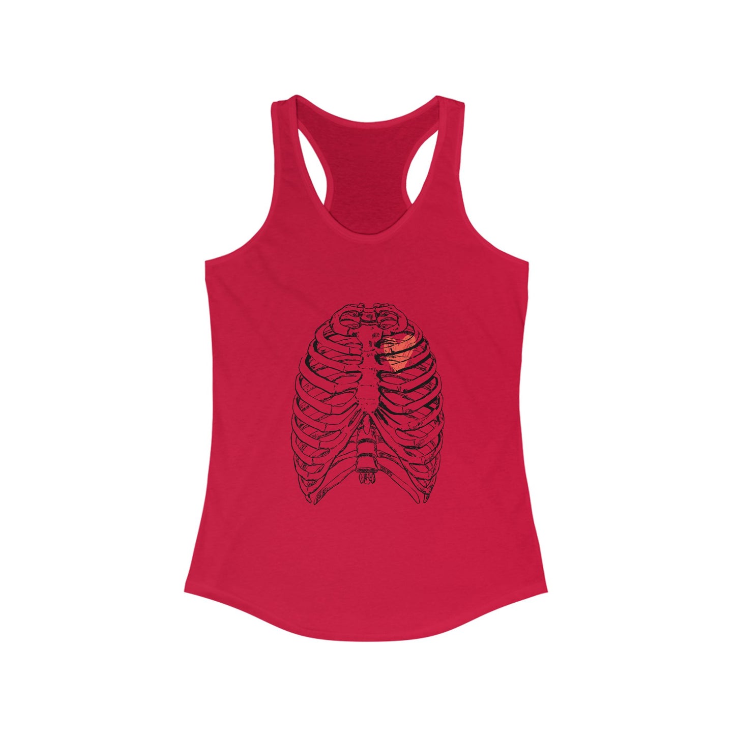 Heart on Rib Cage Tank Top, Cute Workout Shirt, Casual Summer Top, Unique Fitness Wear, Gift for Her