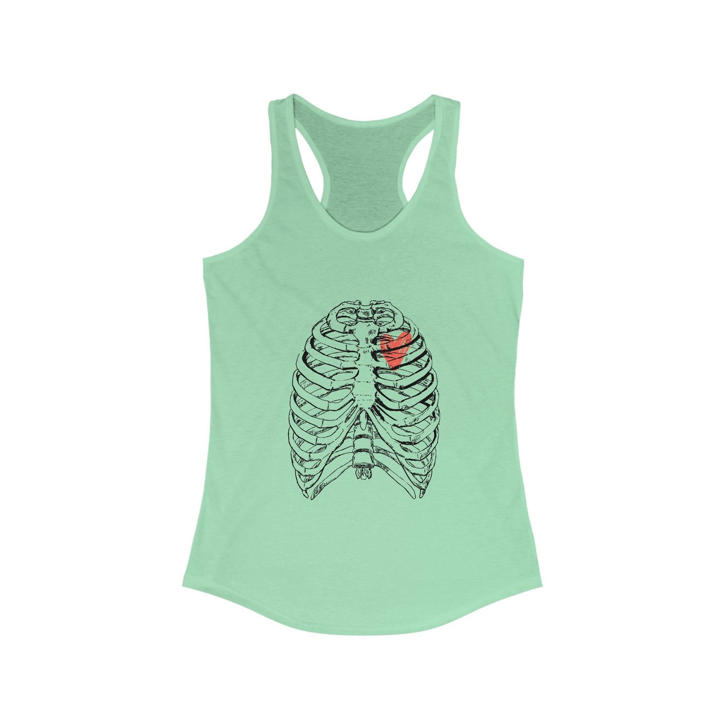 Heart on Rib Cage Tank Top, Cute Workout Shirt, Casual Summer Top, Unique Fitness Wear, Gift for Her