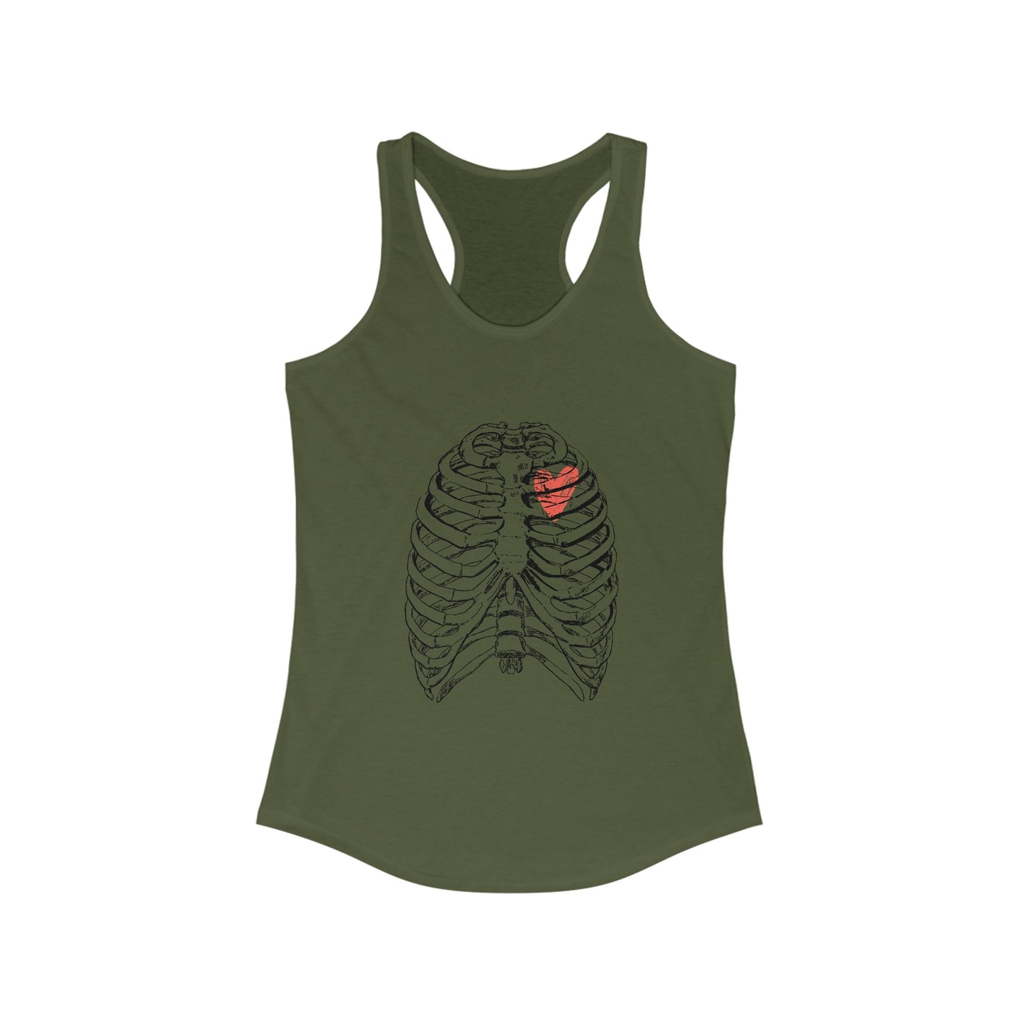 Heart on Rib Cage Tank Top, Cute Workout Shirt, Casual Summer Top, Unique Fitness Wear, Gift for Her