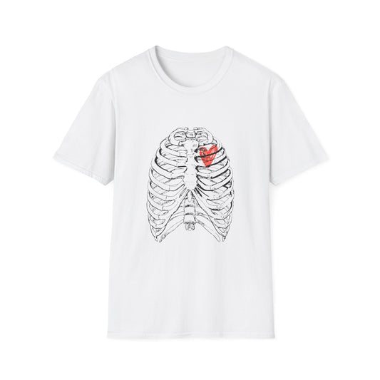 Heart in Ribcage Unisex Softstyle T-Shirt, Anatomy Tee, Heartbeat Shirt, Science Lover Gift, Unique Graphic Tee