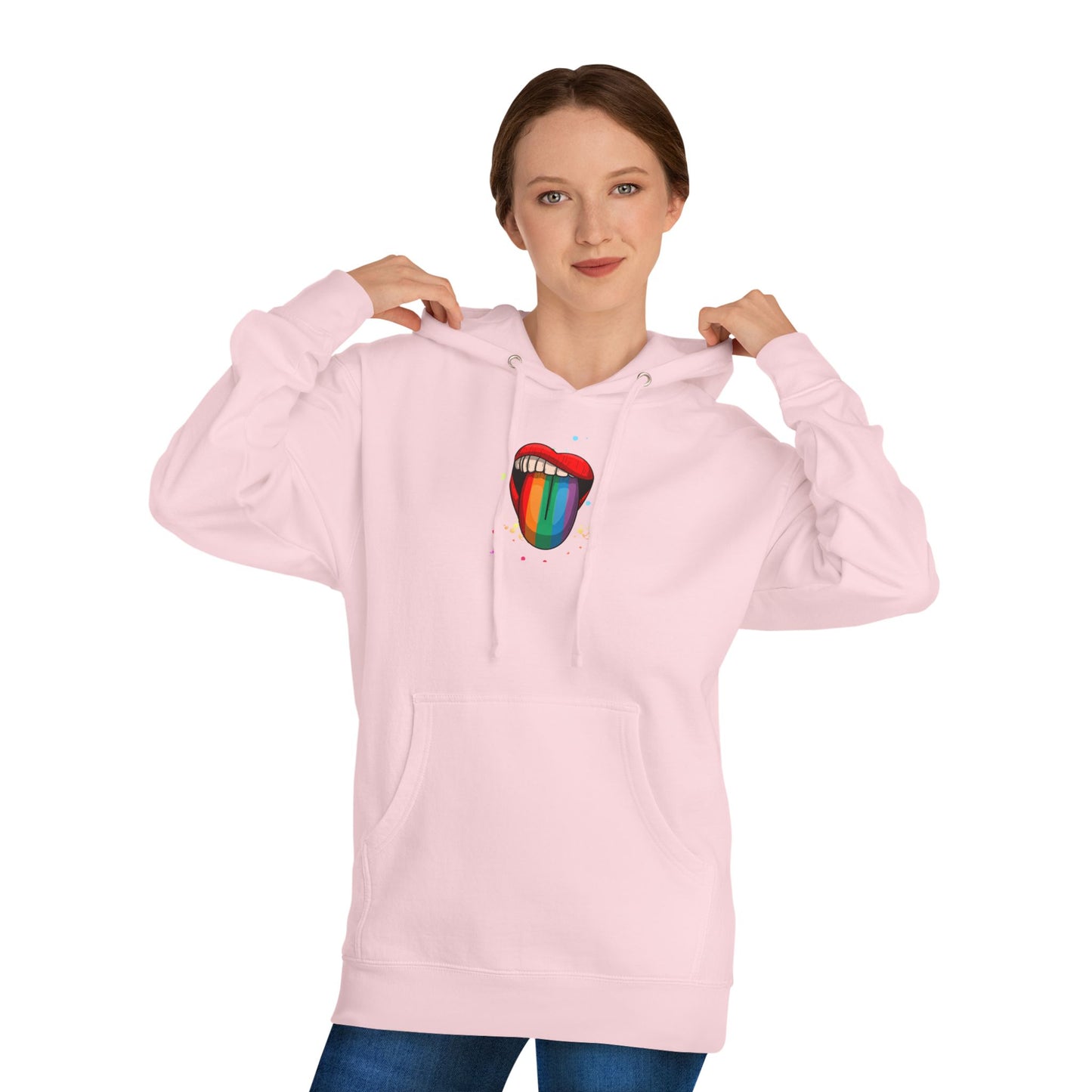 Colorful Tongue Hooded Sweatshirt - Fun Gift for Pride, Festivals, Casual Wear, LGBTQ+ Apparel, Street Style