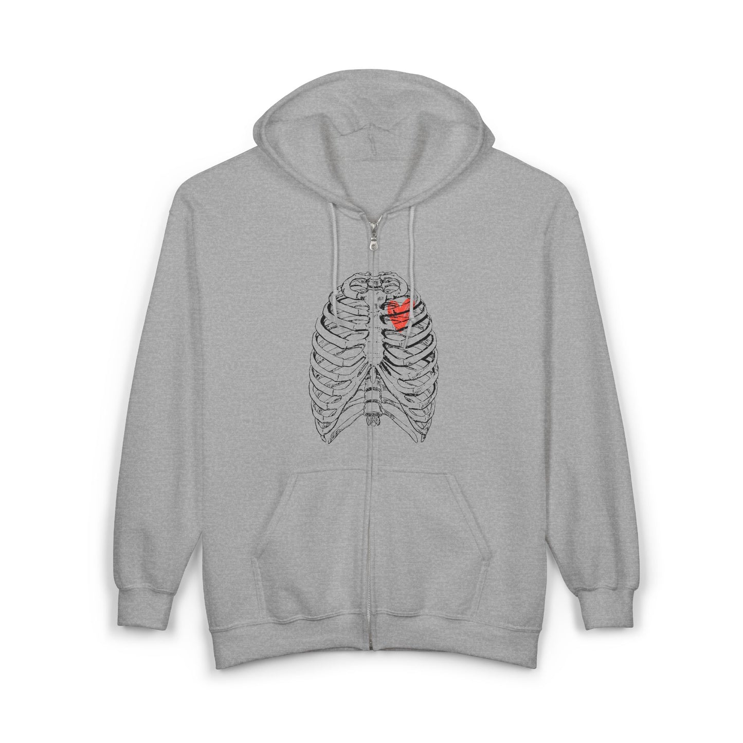 Heart and Bones Graphic Zip Hoodie, Casual Layer, Unisex Sweatshirt for Everyday Wear, Unique Gift for Valentines, Birthdays, Cozy [...]