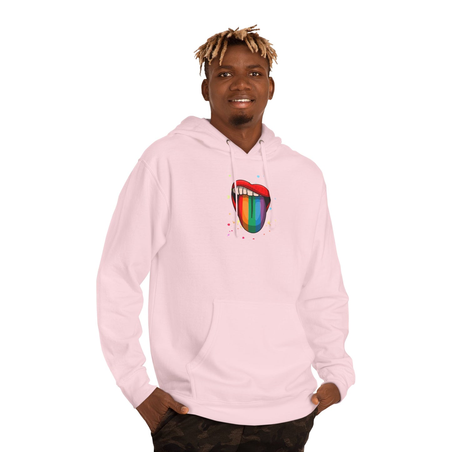 Colorful Tongue Hooded Sweatshirt - Fun Gift for Pride, Festivals, Casual Wear, LGBTQ+ Apparel, Street Style