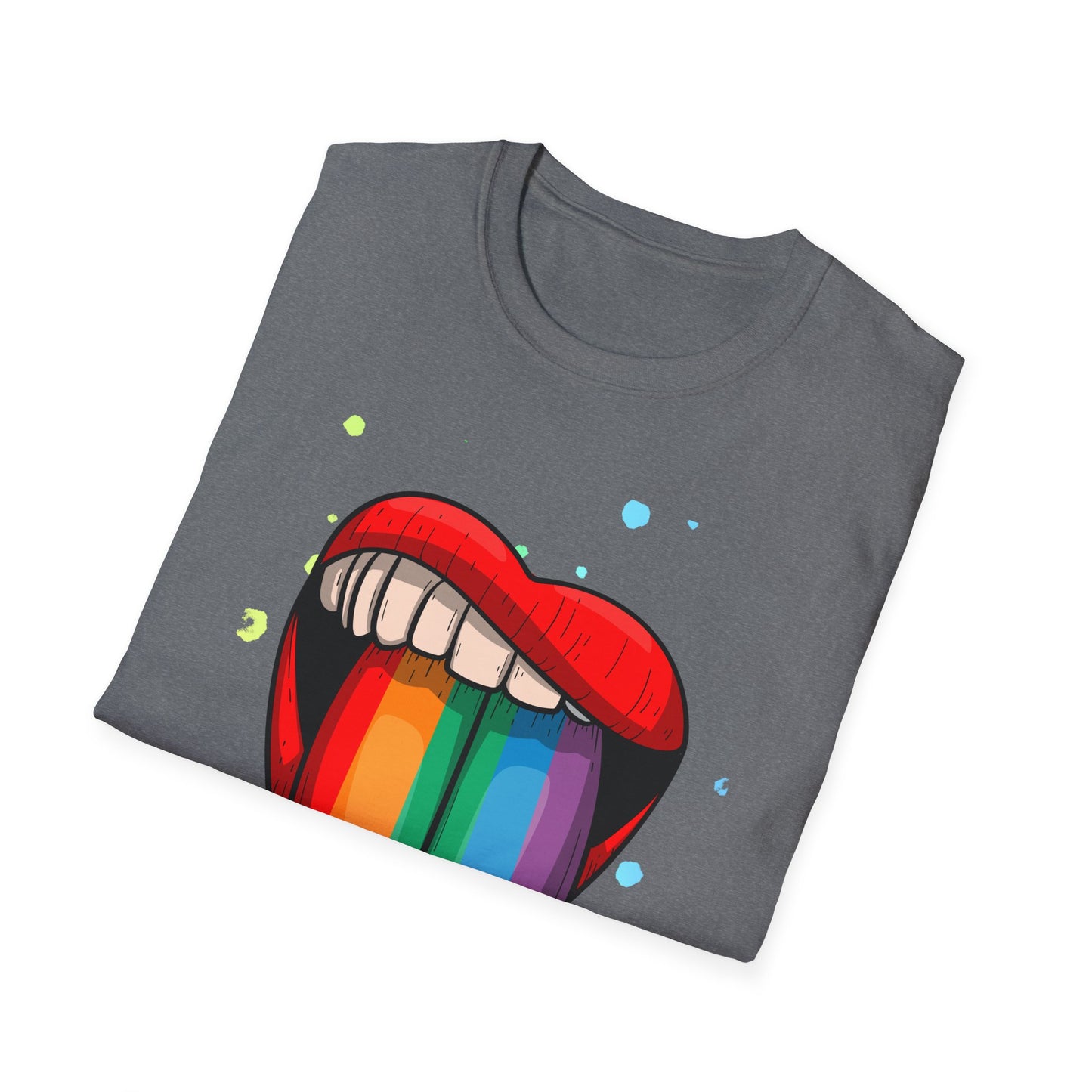 Colorful Rainbow Tongue Unisex Softstyle T-Shirt, LGBTQ Pride Apparel, Casual Wear, Street Style, Gift for Friends