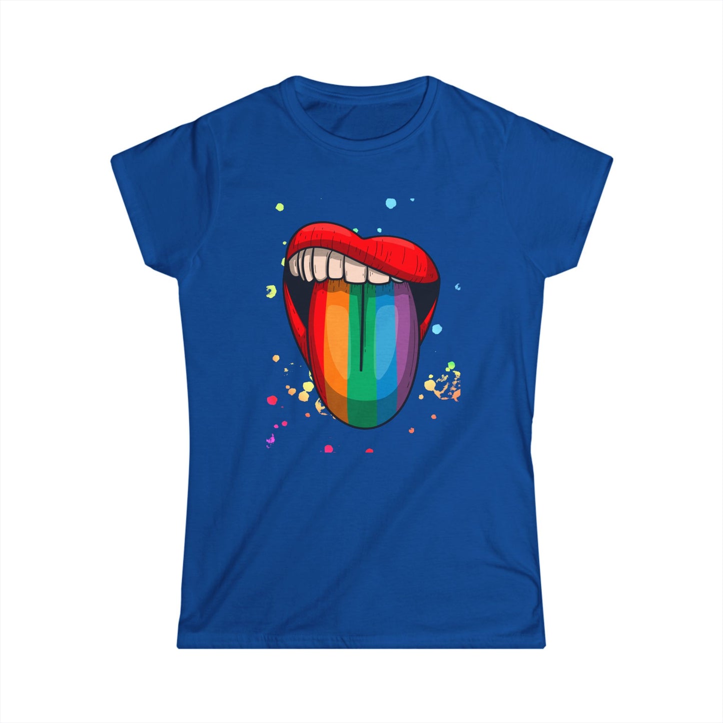 Rainbow Tongue Women's Softstyle Tee | Summer Fun, Pride Apparel, Festival Vibes, Casual Wear, Gift Idea