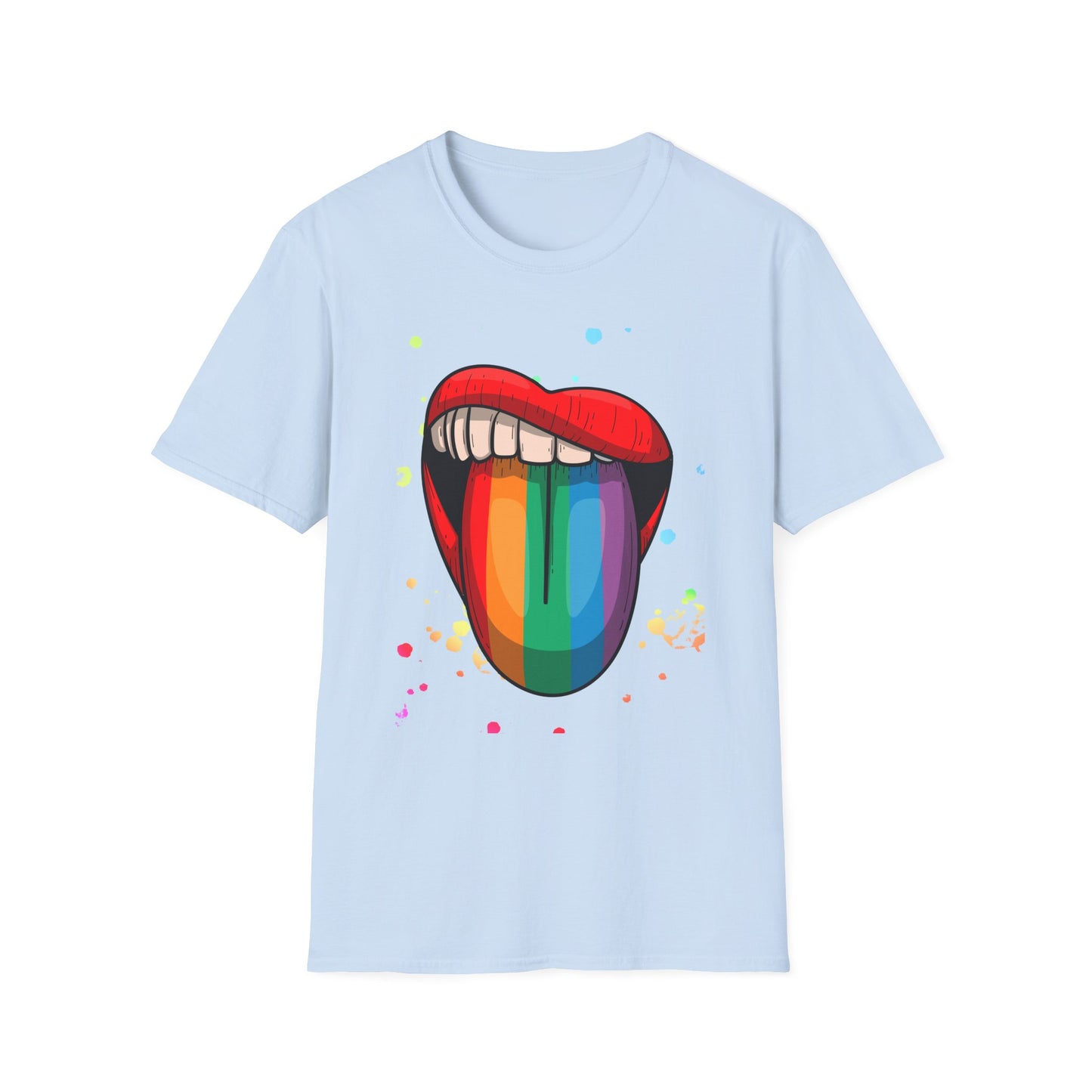 Colorful Rainbow Tongue Unisex Softstyle T-Shirt, LGBTQ Pride Apparel, Casual Wear, Street Style, Gift for Friends
