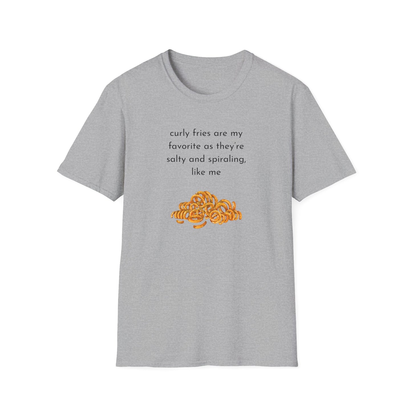 Curly Fries Lover Unisex T-Shirt - Funny Foodie Tee, Gift for Foodies, Cook Apparel, Casual Everyday Wear, Food Humor Shirt