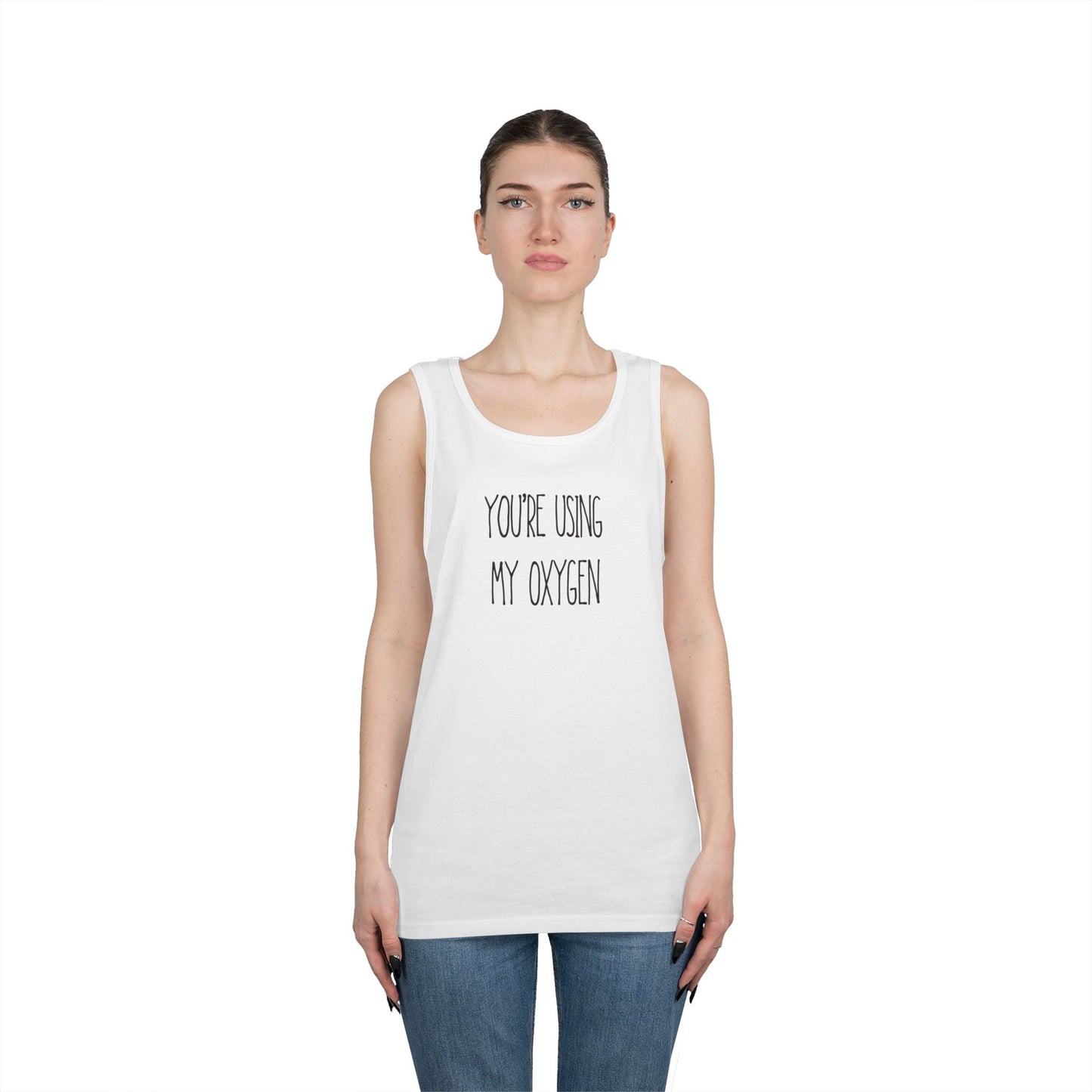 You're Using My Oxygen Unisex Heavy Cotton Tank Top | Summer Vibes, Funny Gift, Birthday, Casual Wear, Humorous Tee