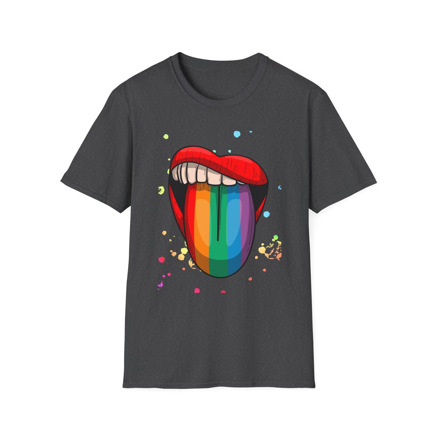 Colorful Rainbow Tongue Unisex Softstyle T-Shirt, LGBTQ Pride Apparel, Casual Wear, Street Style, Gift for Friends
