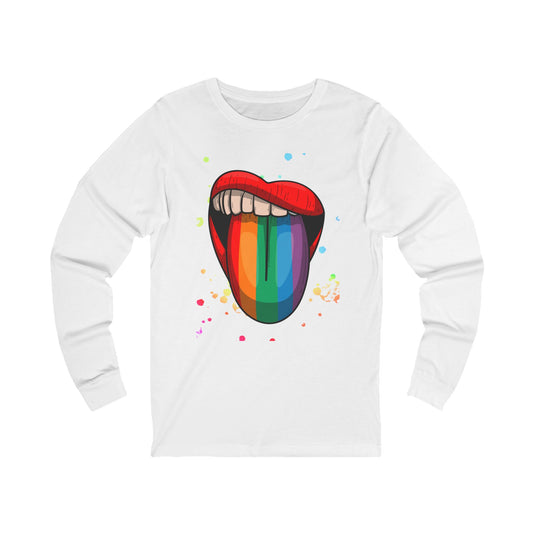 Rainbow Tongue Unisex Long Sleeve Tee, LGBTQ Pride Shirt, Colorful Graphic Tee, Unique Gift, Fun Casual Wear